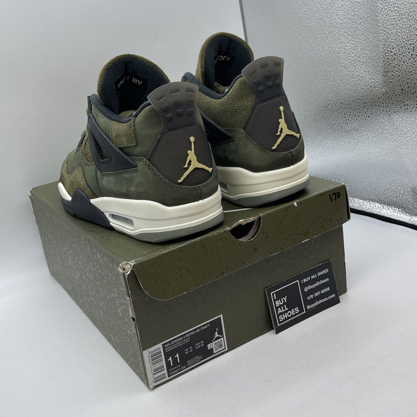 Size 11 - Jordan 4 SE Retro Low Craft Olive Green Black Suede (FB9927-200)