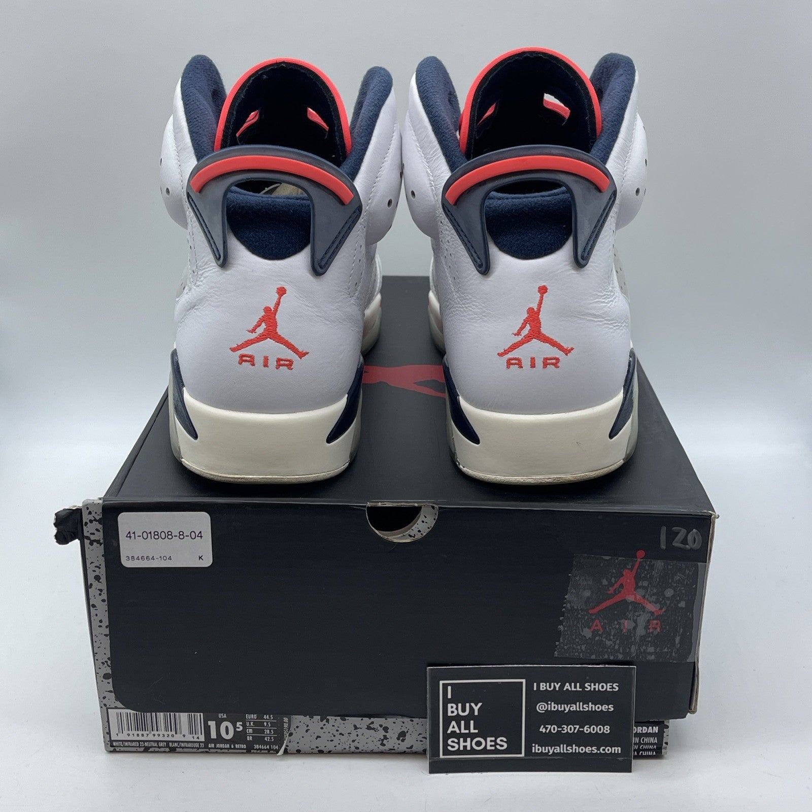 Size 10.5 - Air Jordan 6 Retro Tinker White Blue Grey Suede Leather (384664-104)