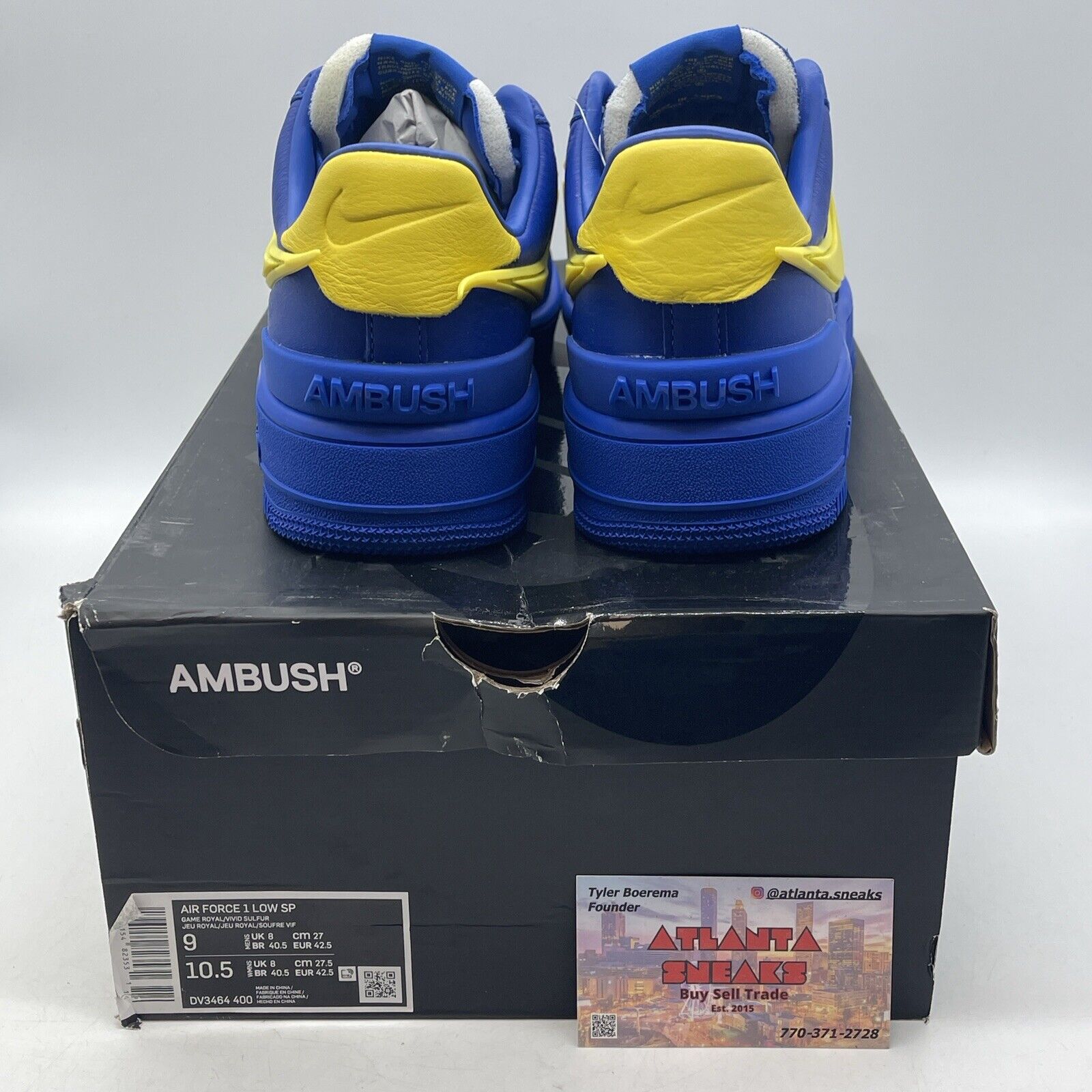 Size 9 - Nike AMBUSH x Air Force 1 Low Game Royal Yellow Leather (DV3464-400)