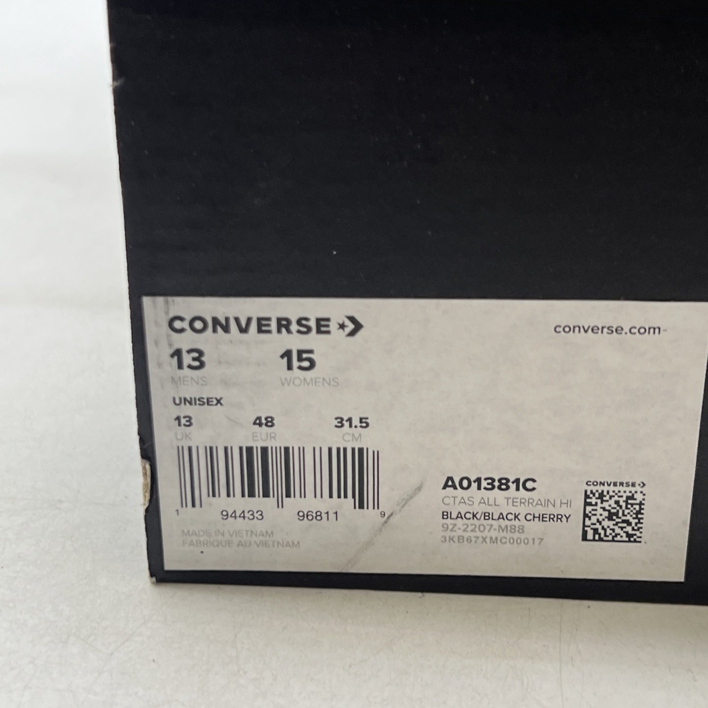 Size 15W - Converse Chuck Taylor All Star All Terrain HI Black/Maroon (A01381C)