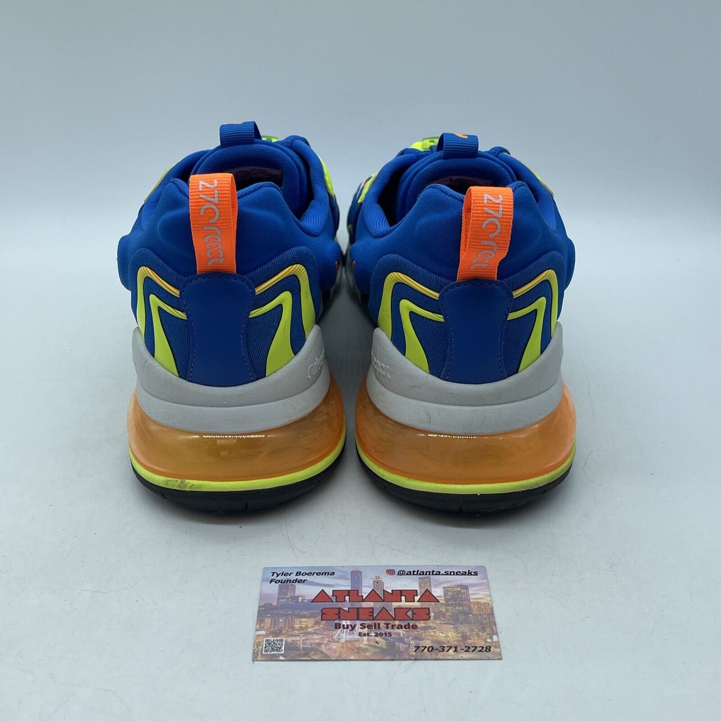 Size 12 - Nike Air Max 270 React ENG Blue White Orange Leather Suede CD0113-401