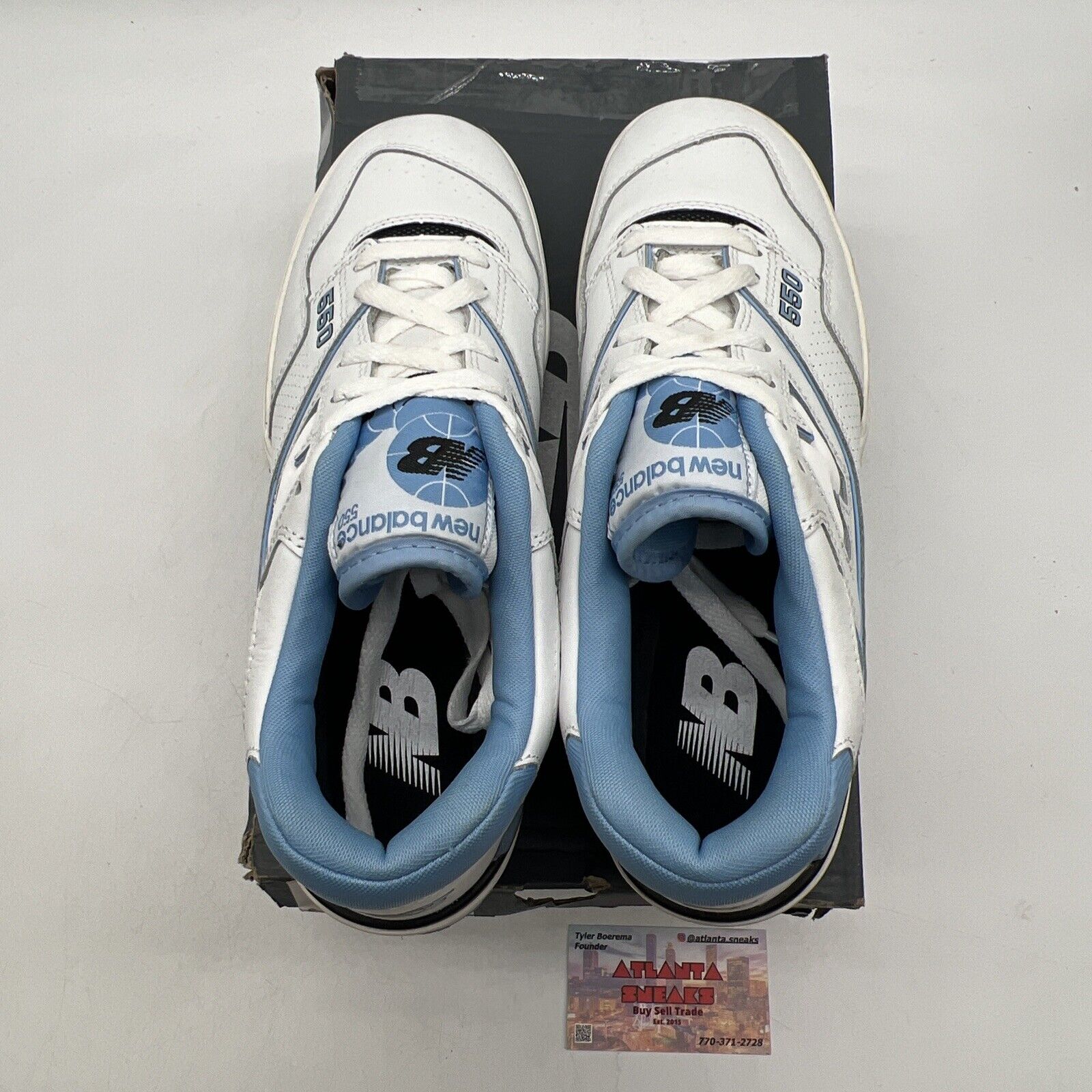 Size 9.5 - New Balance 550 Team Carolina Blue Black White Leather (BB550HL1)