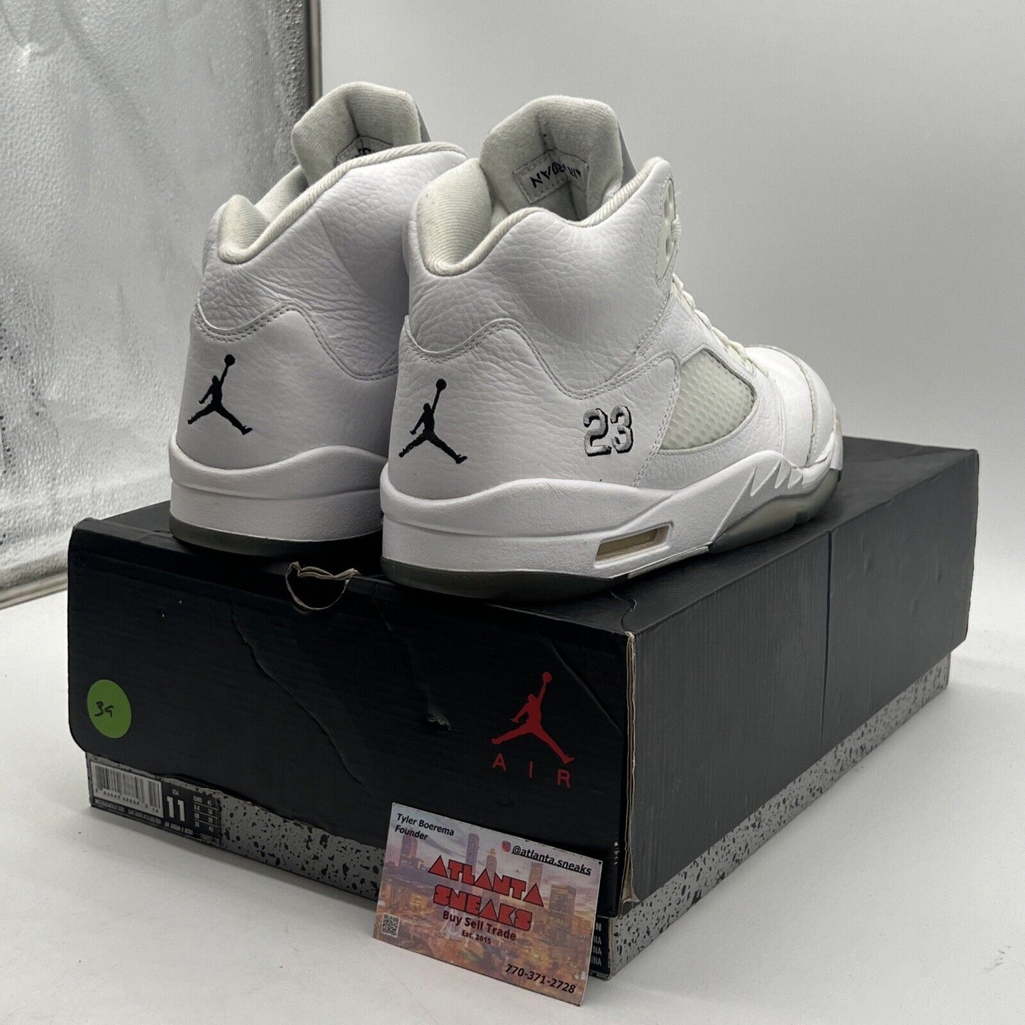 Size 11 - Air Jordan 5 Retro 2015 Metallic White Grey Leather (136027-130)