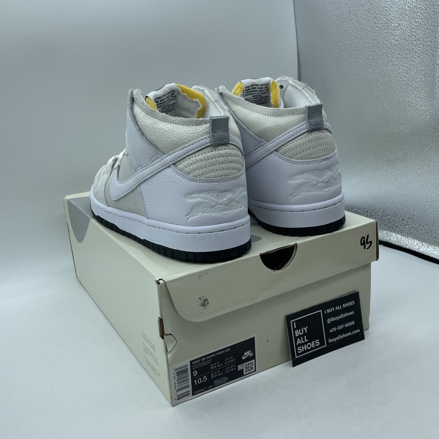 Size 9 - Nike AntiHero x Dunk SB High White Black Suede Leather (HM5837-100)