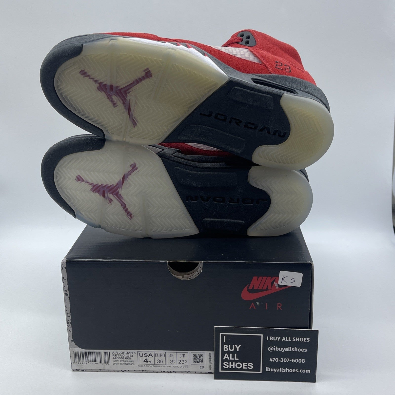 Size 4Y - Jordan 5 Retro Mid Raging Bull Red Suede (440888-600)