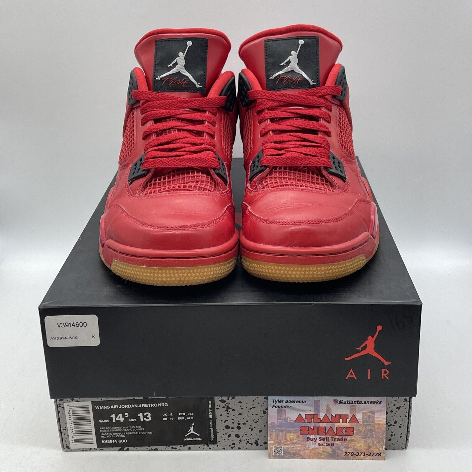 Size 10.5W - Air Jordan 4 Retro NRG Singles Day Black Red Leather (AV3914-600)