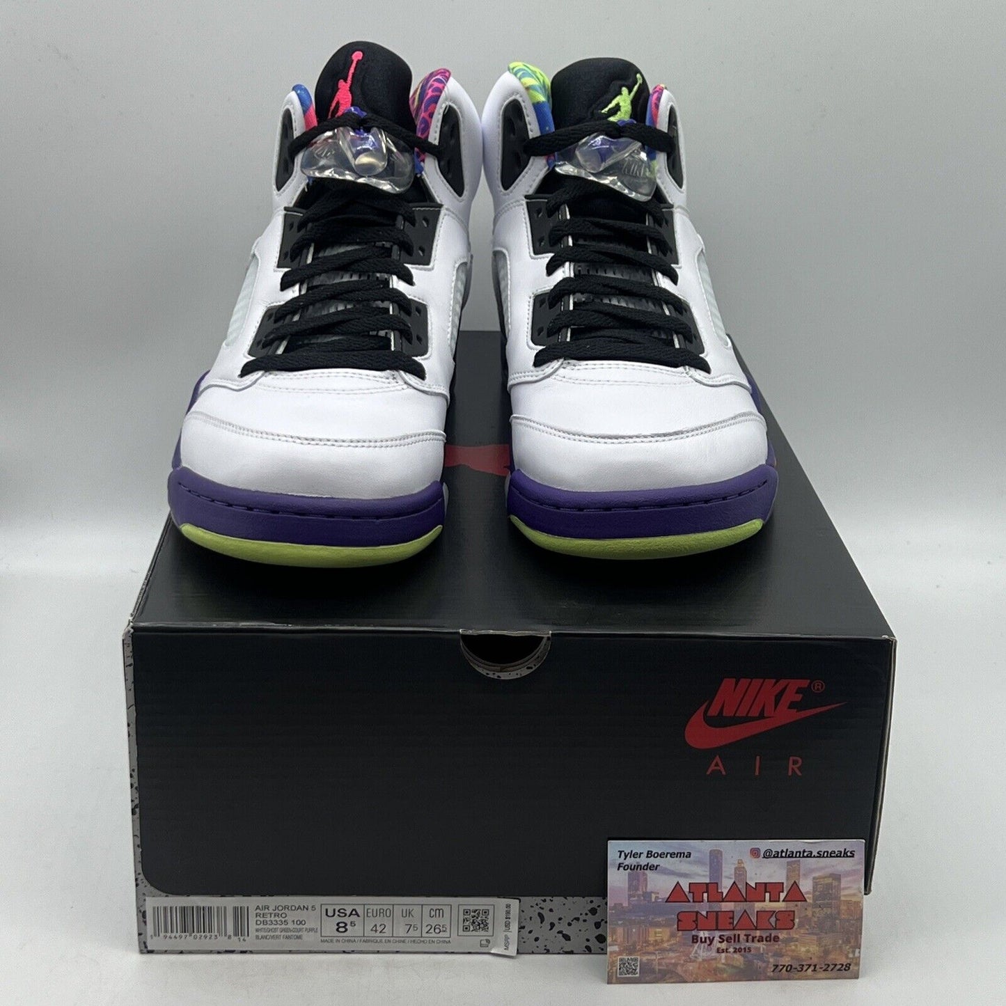 Size 8.5 - Jordan 5 Retro Alternate Bel-Air 2020 Brand New Og All White Purple