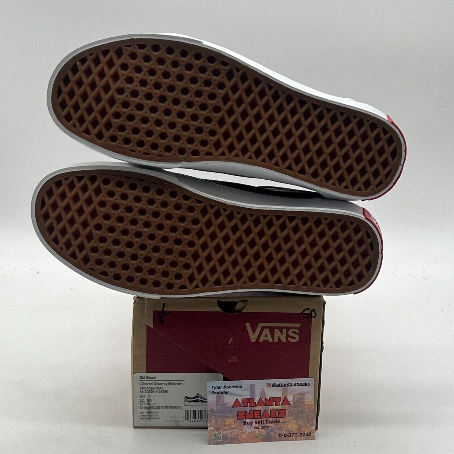 Size 9.5 - VANS Old Skool Checkerboard Disarray with Vans Chili Pepper/Red Laces