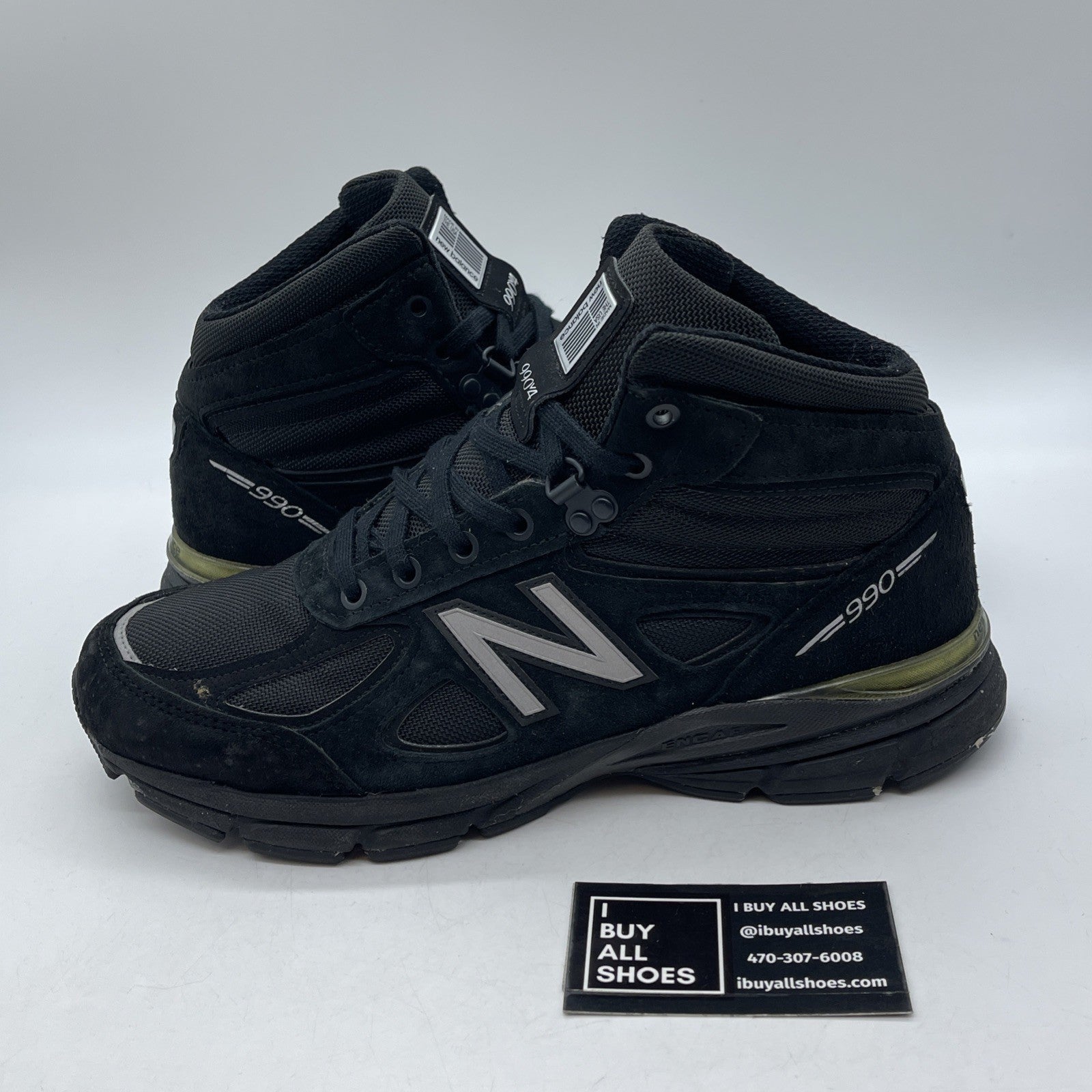 Size 9.5 - New Balance 990v4 Trail Hi Top Silver Black Suede (M0990BK4)