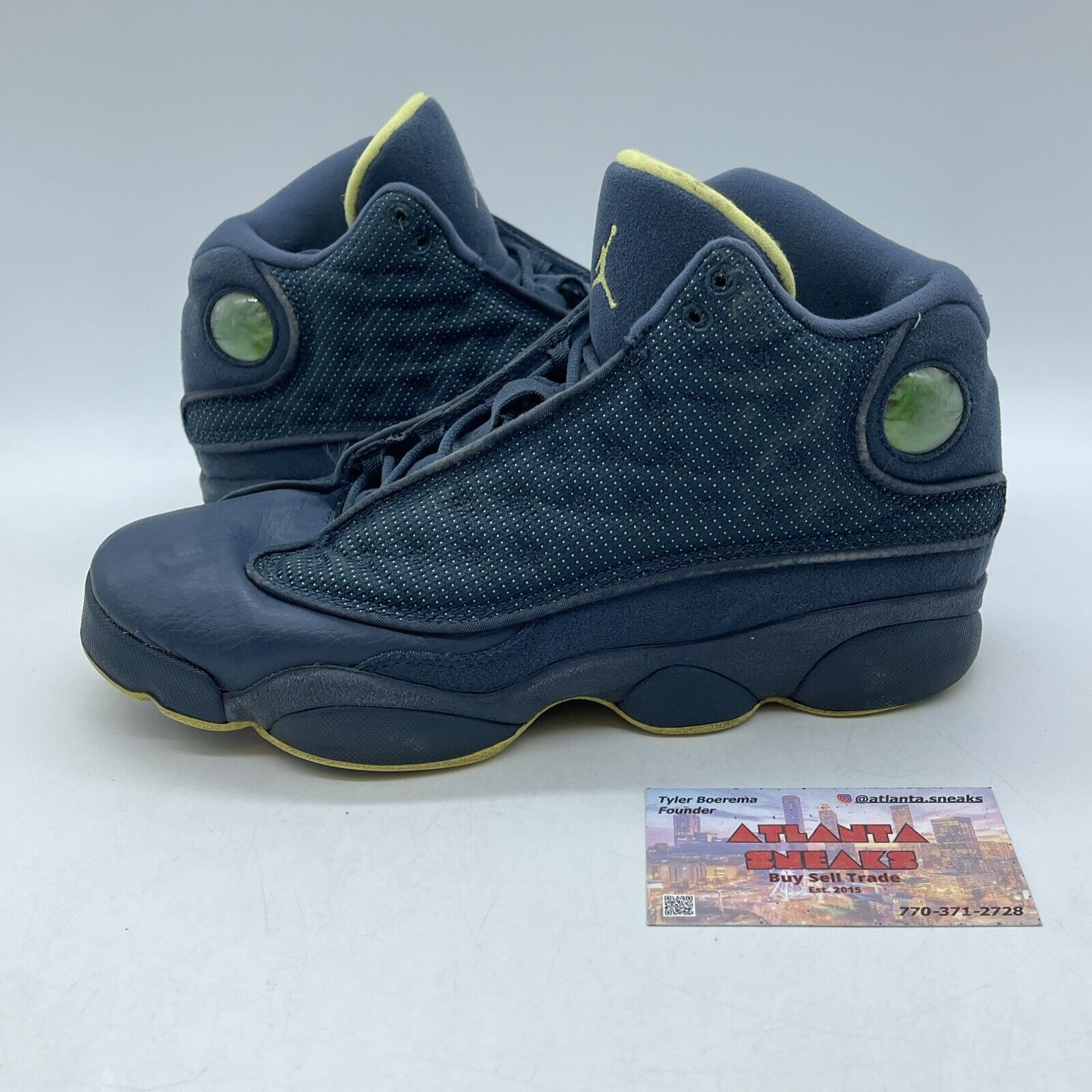 Size 7Y - Nike Air Jordan 13 Retro Squadron Blue Yellow Suede (414574-405)