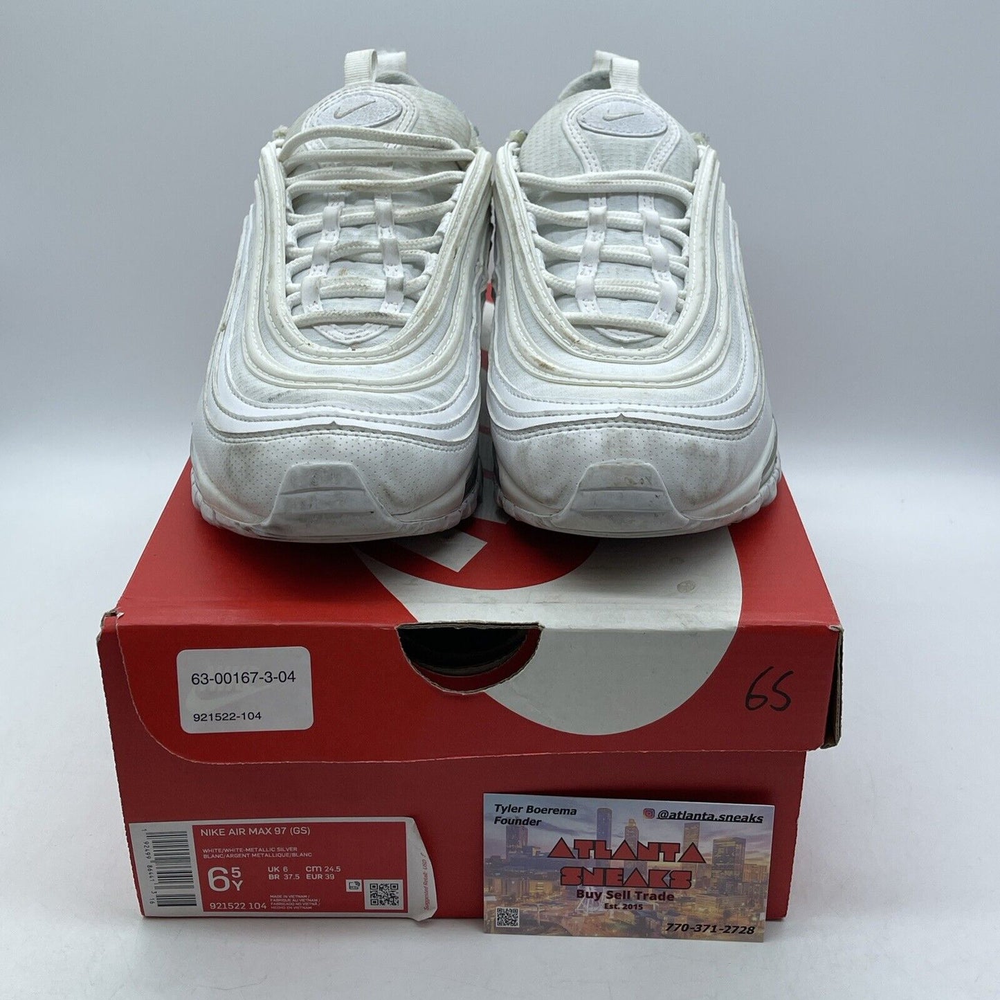 Size 6.5 (GS) - Nike Air Max 97 Low White Metallic Silver (921522-104)