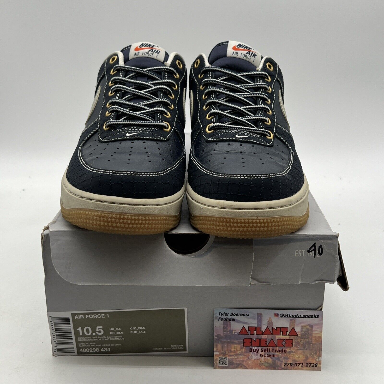 Size 10.5 - Nike Air Force 1 Obsidian Light Bone (488298-434)