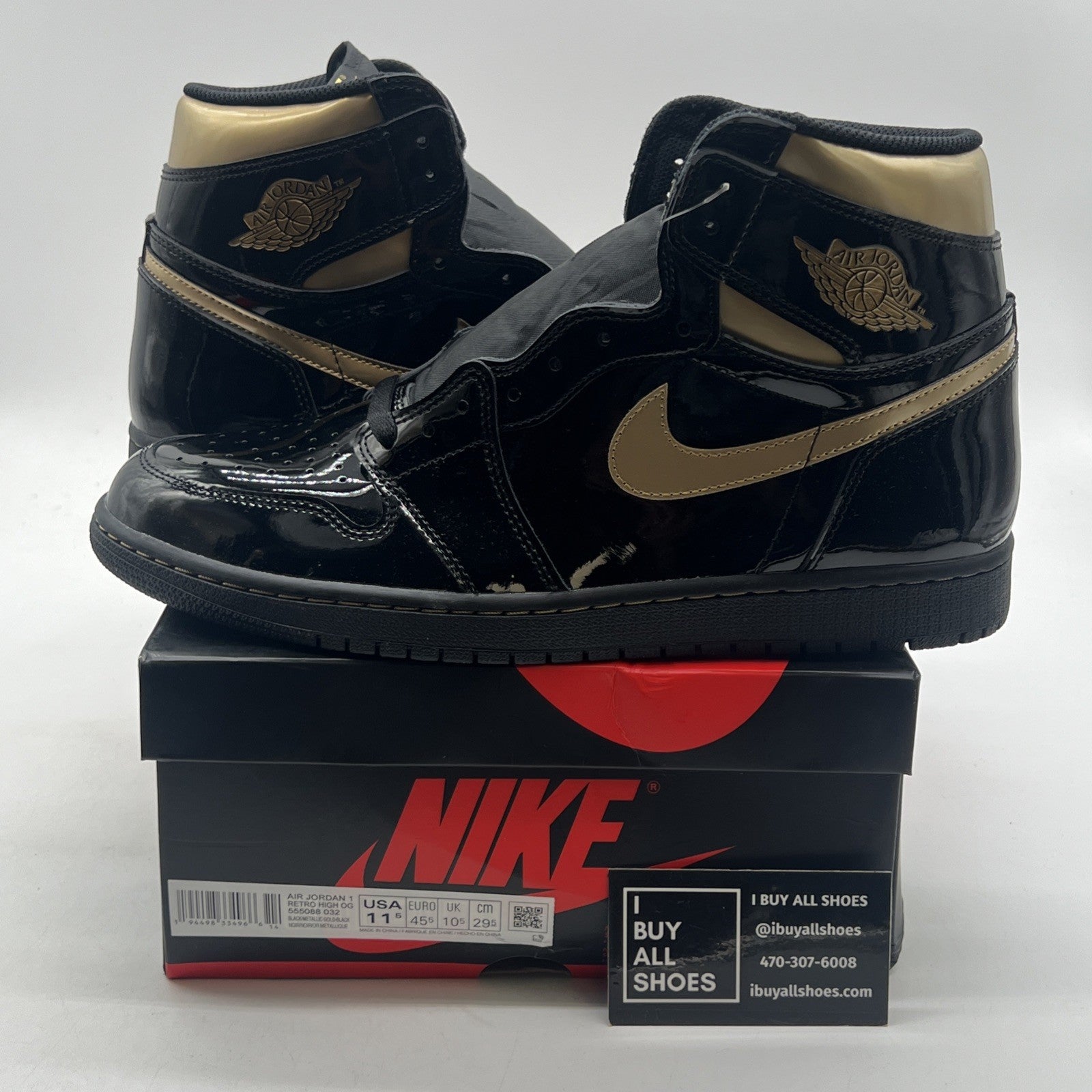 Size 11.5 - Air Jordan 1 Black 2020 (555088-032)