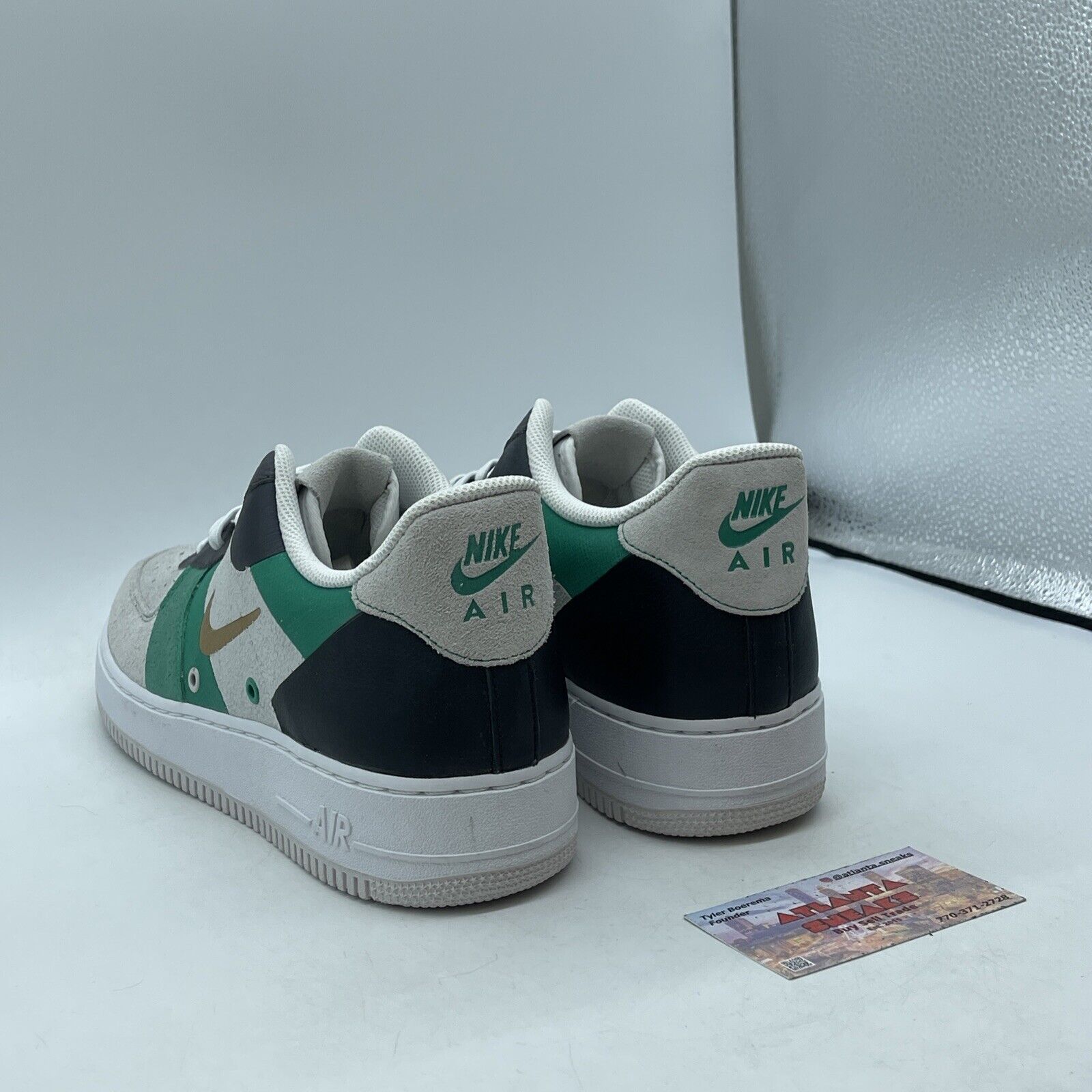 Size 12 - Nike Air Force 1 PRM Low Green Grey Suede Black Leather (CI0065-100)