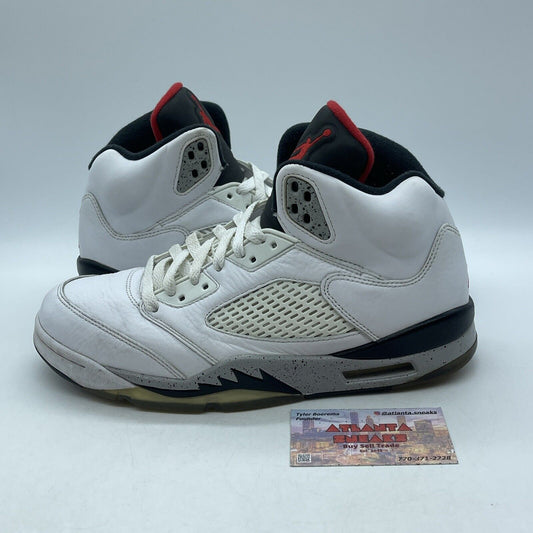 Size 9 - Air Jordan 5 Retro White Cement Grey Black Leather (136027-104)