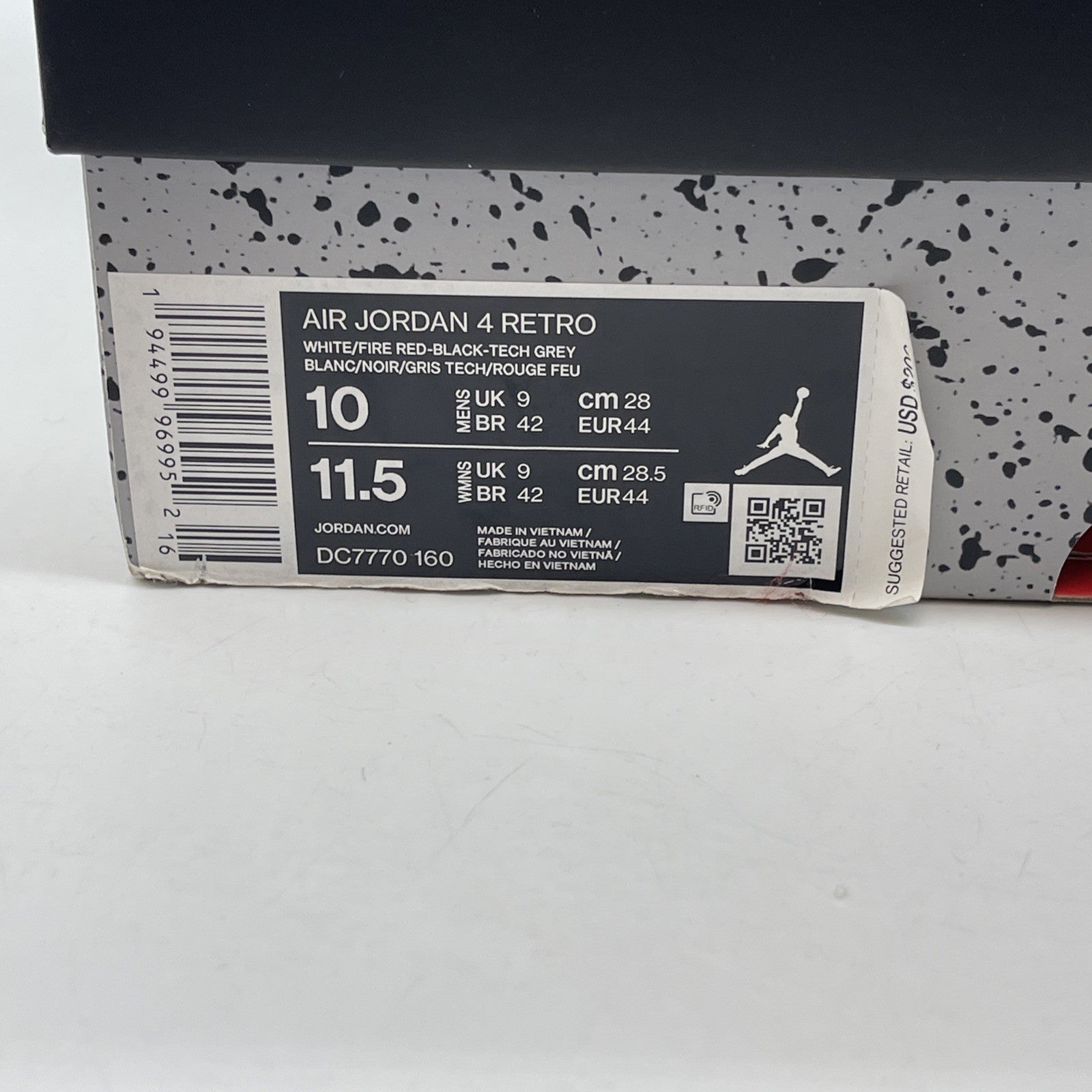 Size 10 - Jordan 4 Retro OG Mid Fire Red Black White Leather (DC7770-160)