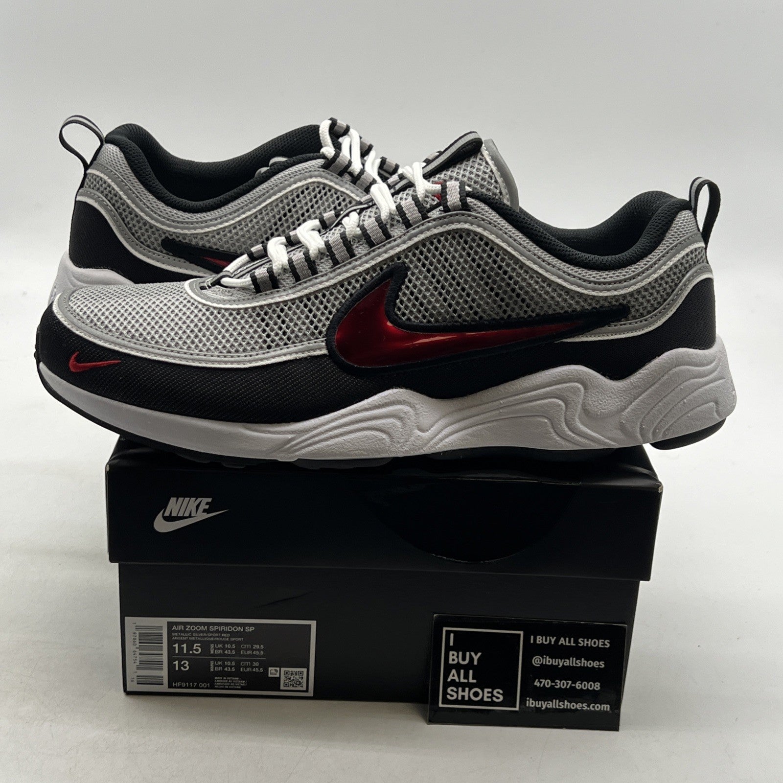 Size 11.5 - Nike Air Zoom Spiridon SP 2024 Silver Red (HF9117-001)