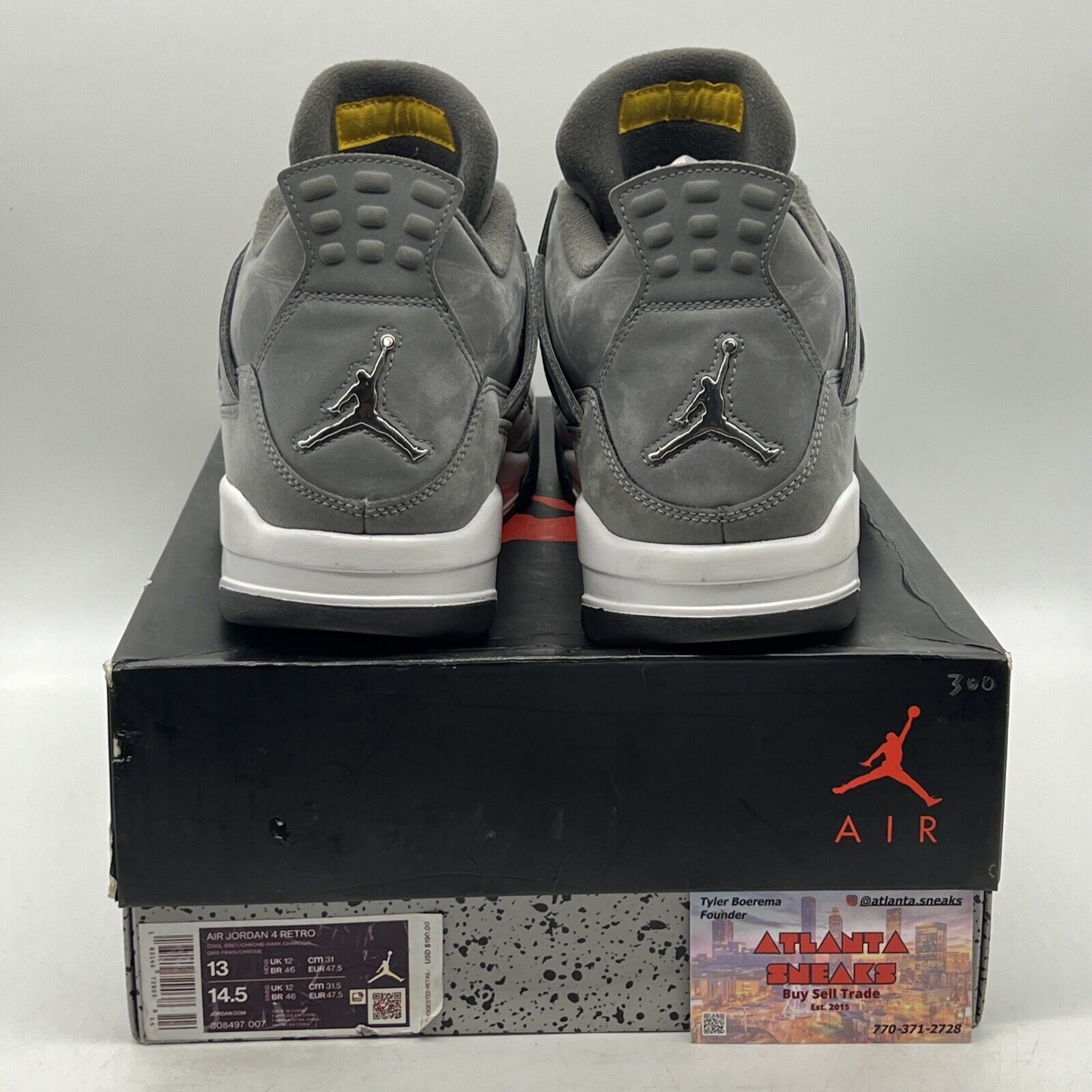 Size 13 - Jordan 4 Retro Low Cool Grey White Black Suede (308497-007)