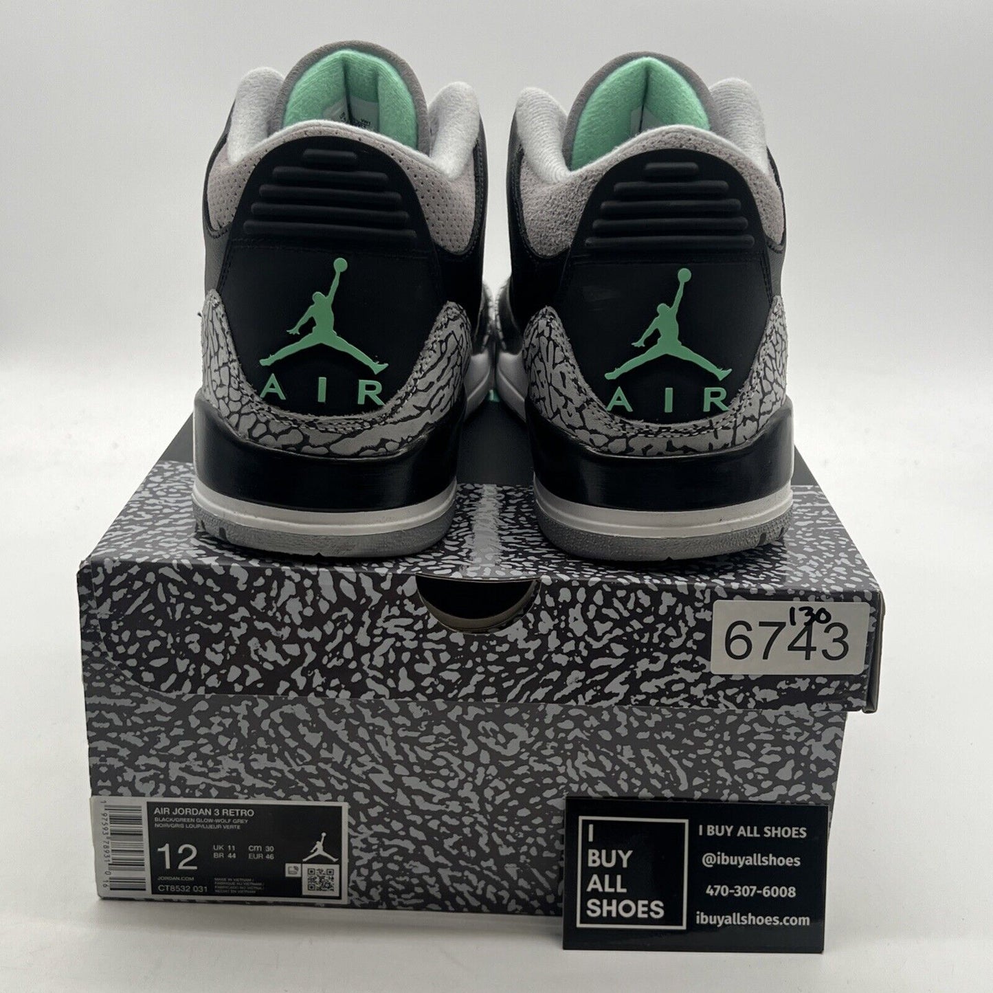 Size 12 - Air Jordan 3 Retro Green Glow (CT8532-031)