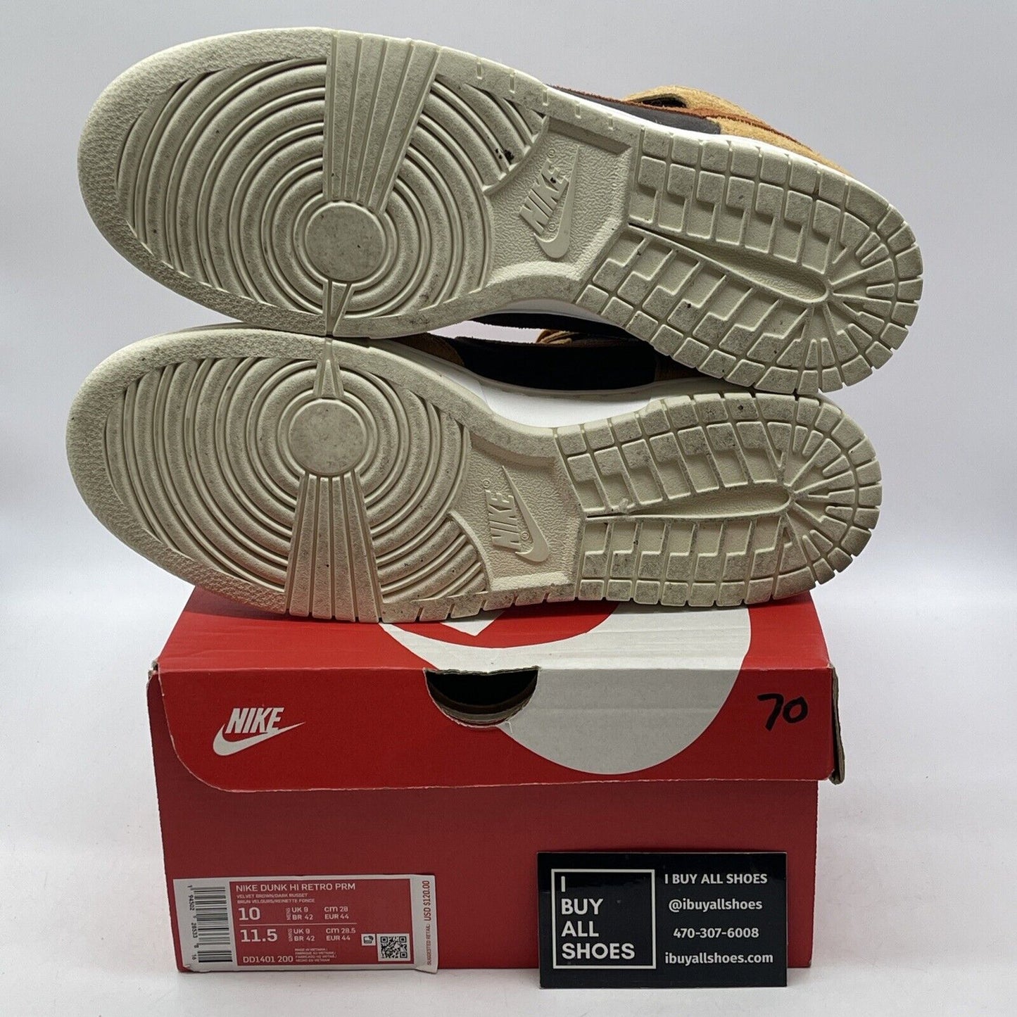 Size 10 - Nike Dunk Premium High Dark Curry Red Brown Suede (DD1401-200)