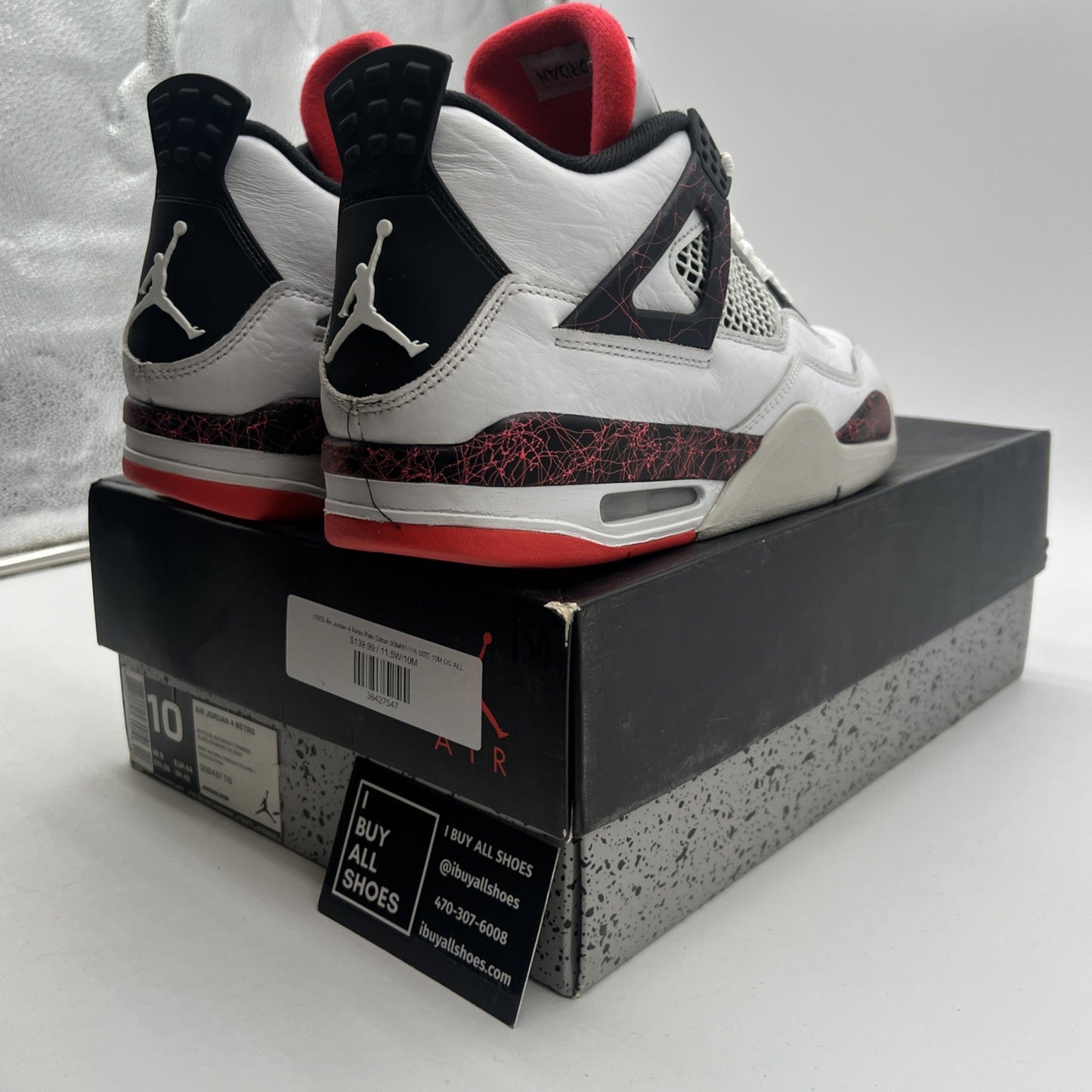 Size 10 - Air Jordan 4 Retro Pale Citron, Bright Crimson 2019 (308497-116)