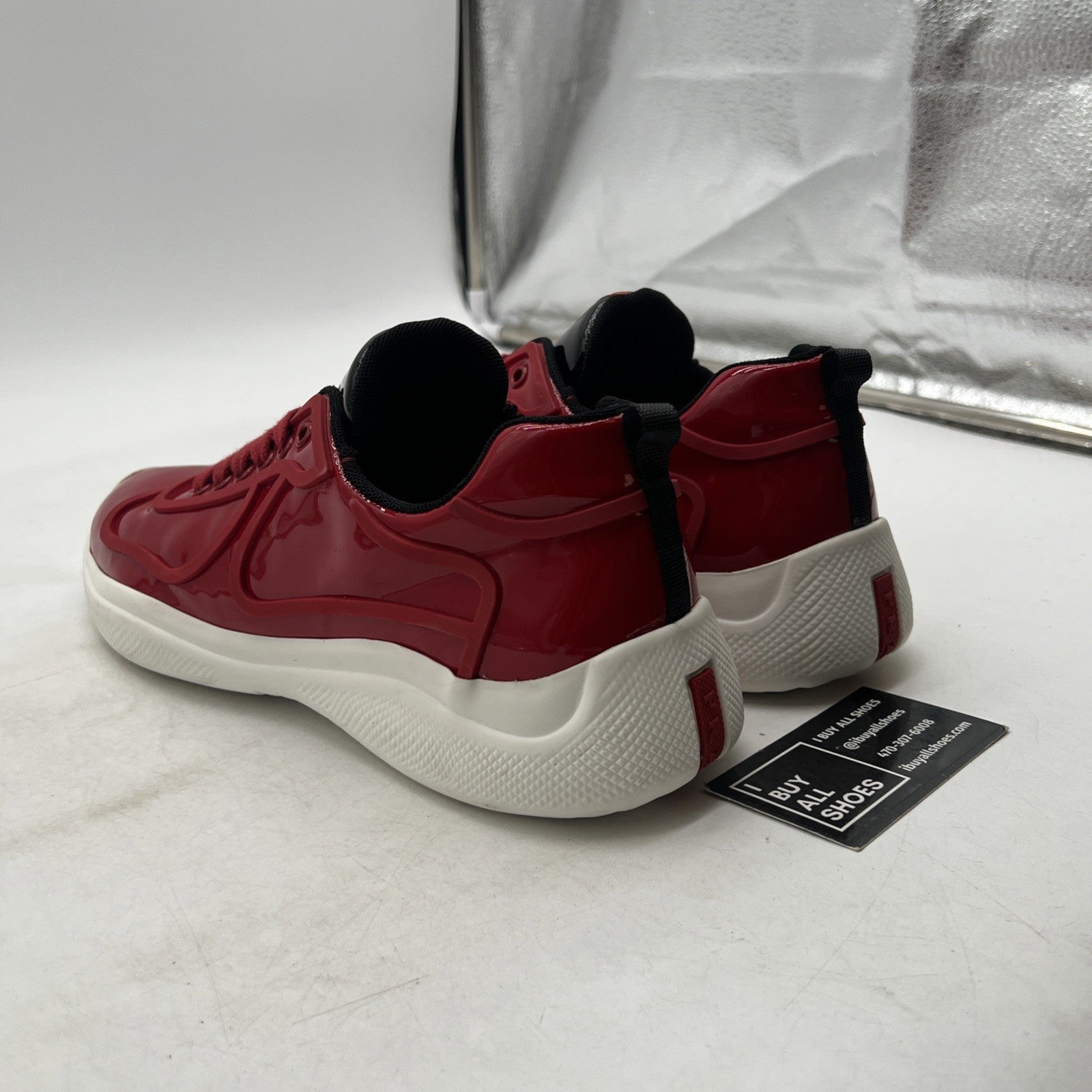 Size 8.5P - PRADA Men's Americas Cup Sneakers Red