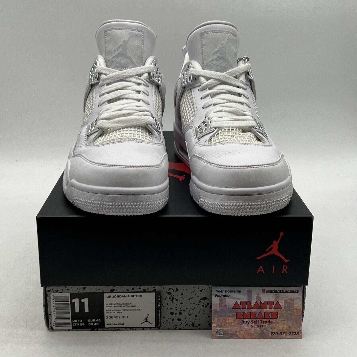 Size 11 - Jordan 4 Retro Mid Pure Money Silver Leather (308497-100)