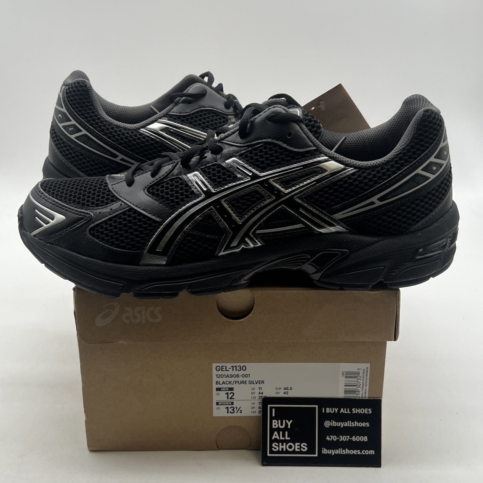 Size 12 - ASICS Gel 1130 Black Pure Silver (1201A906-001)