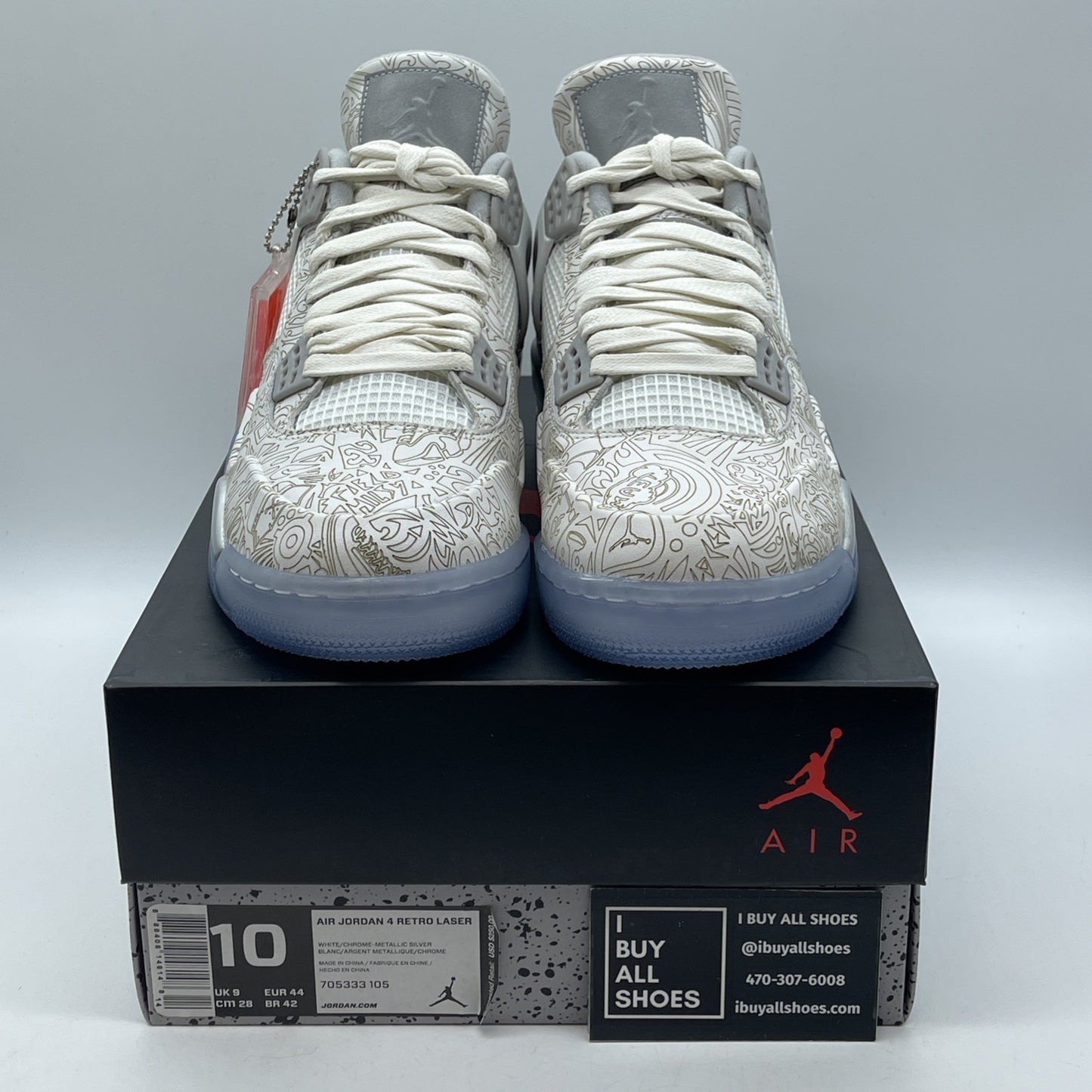 Size 10 - Air Jordan 4 Retro 30th Anniversary Laser Grey Suede (705333-105(