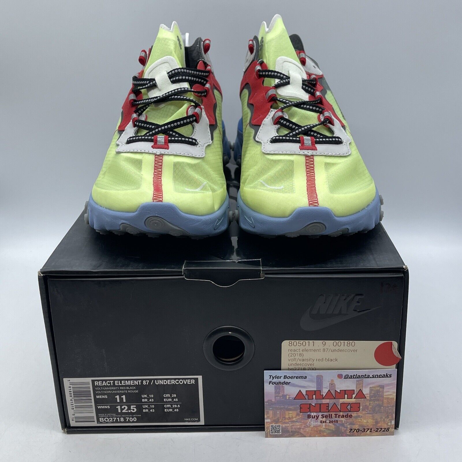 Size 10 - Nike Undercover x React Element 87 Volt Grey Suede Leather (BQ2718-700