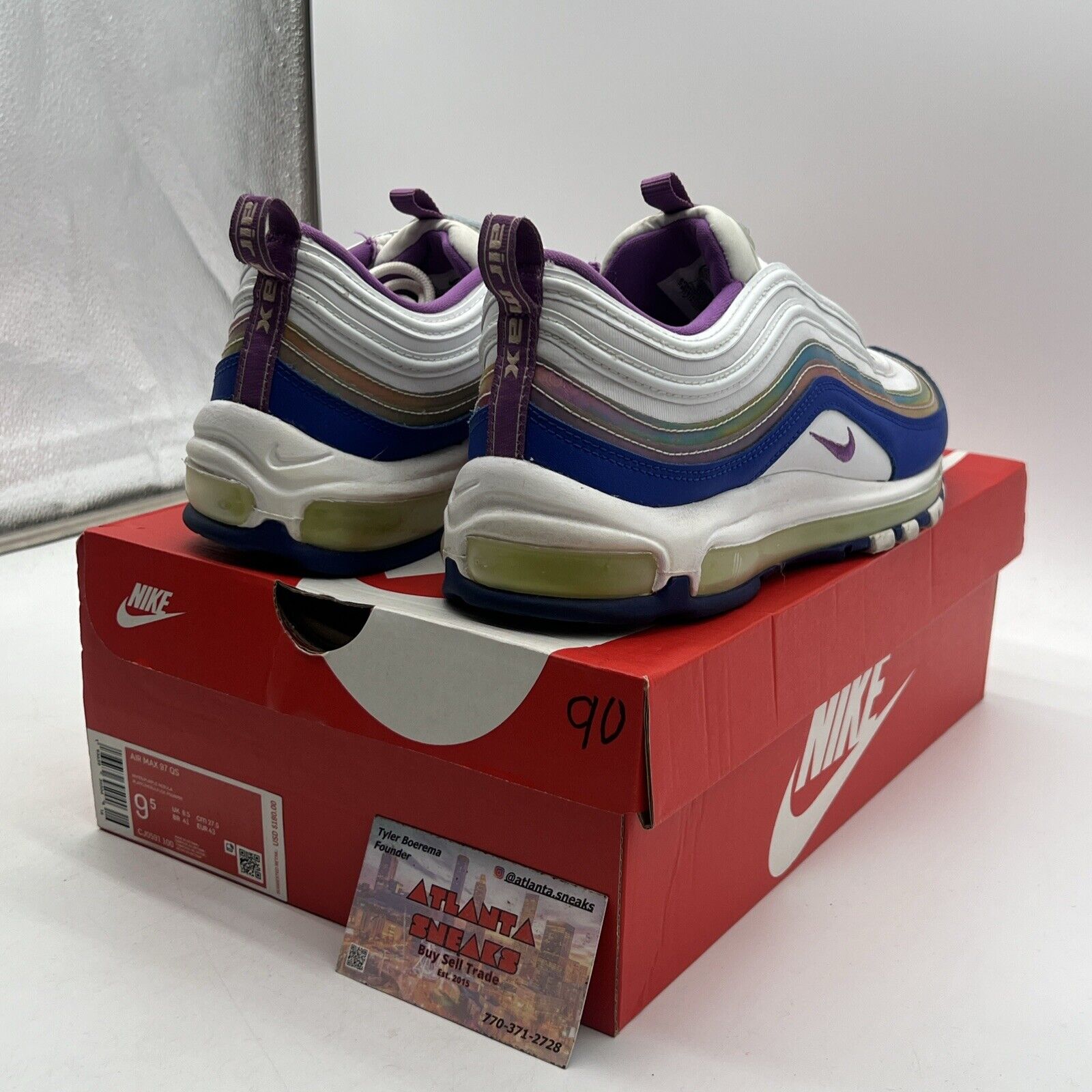 Size 9.5 - Nike Air Max 97 Easter White Blue Leather (CJ0591-100)