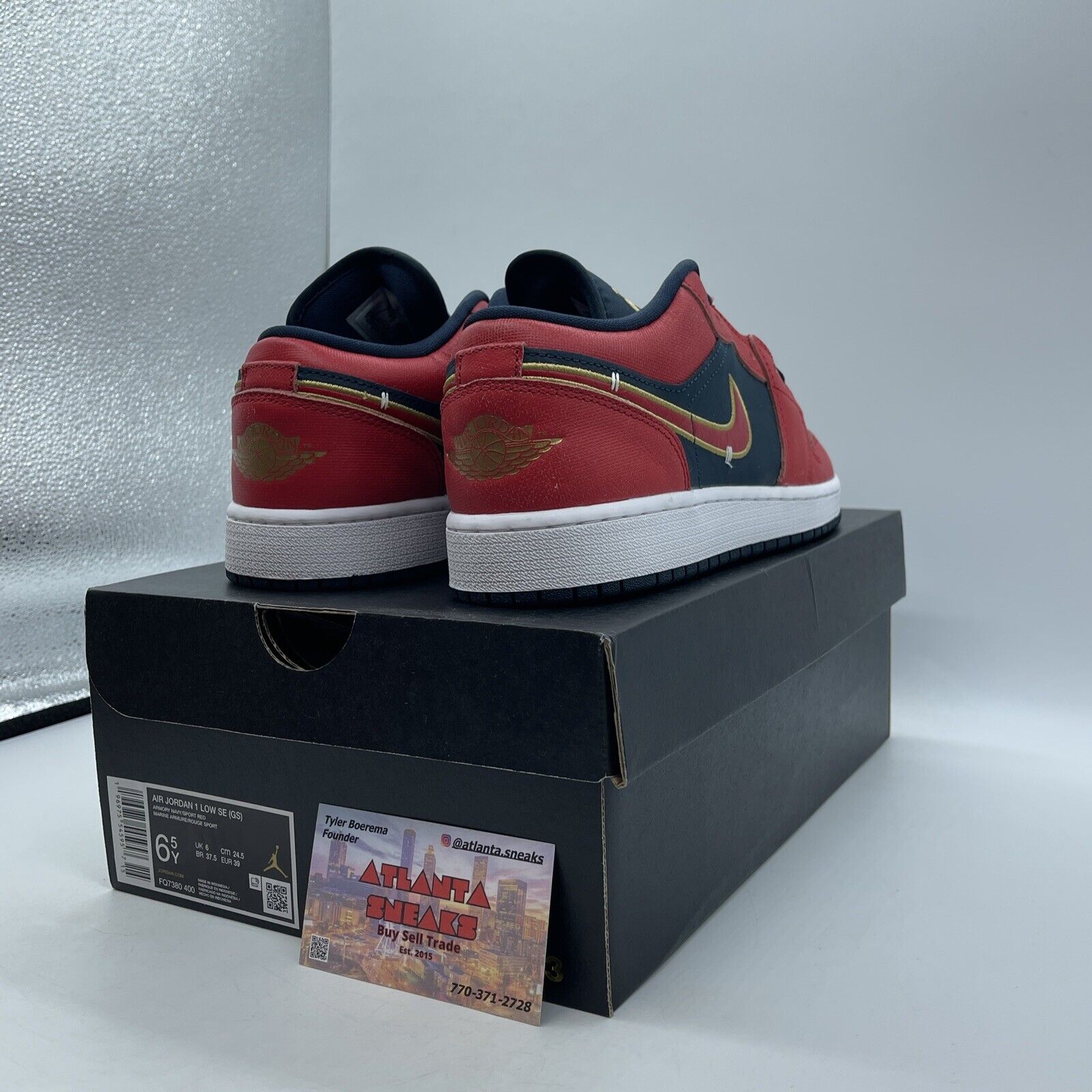 Size 6.5Y - Air Jordan 1 Low Olympic White Red Black Yellow (FQ7380-400)