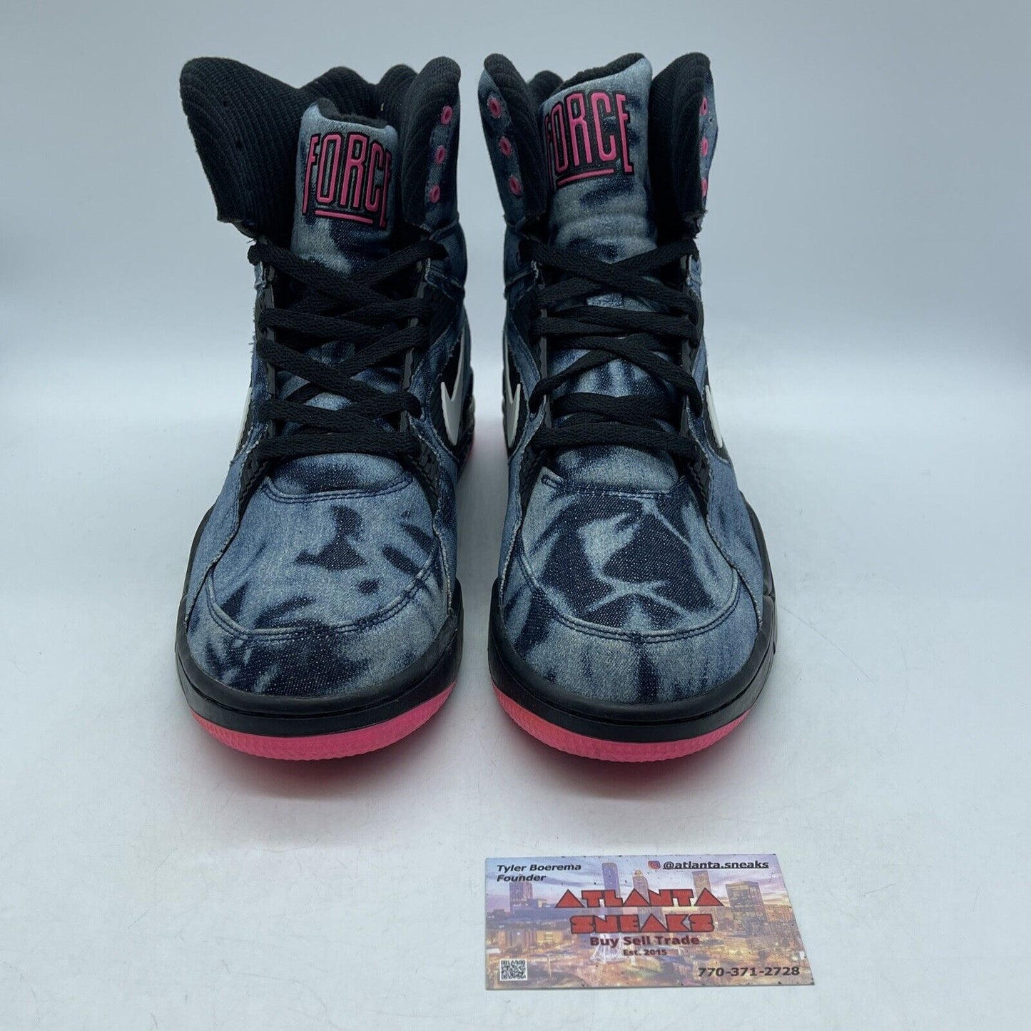 Size 9.5 - Nike Air Command Force Bleached Denim Black White Suede (684715-002)