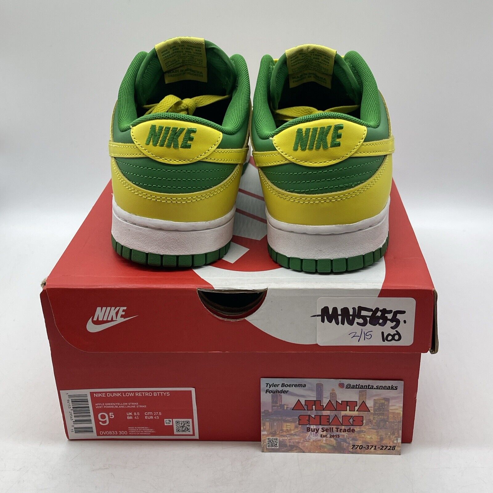 Size 9.5 - Nike Dunk Low Reverse Brazil Yellow Green Leather (DV0833-300)