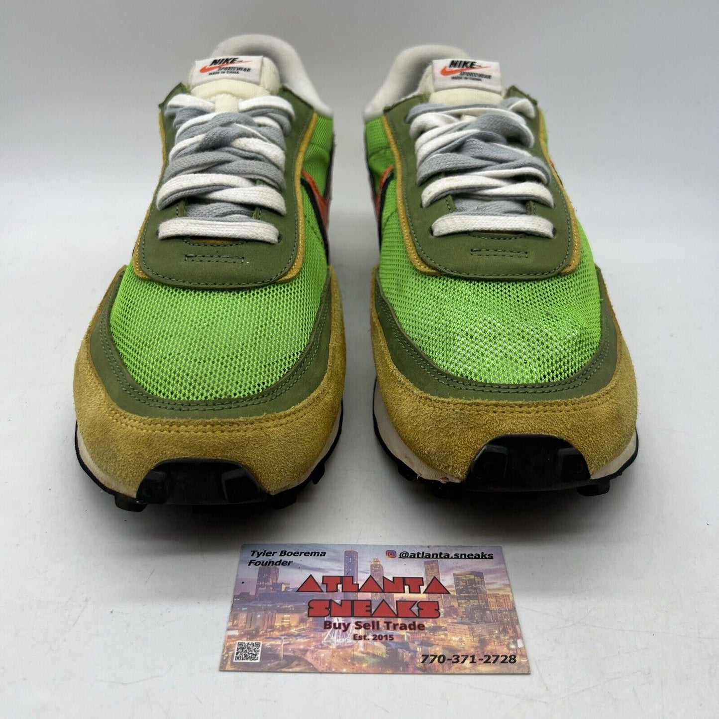 Size 12 - Nike sacai x LDWaffle Green Gusto Yellow Suede Leather (BV0073-300)
