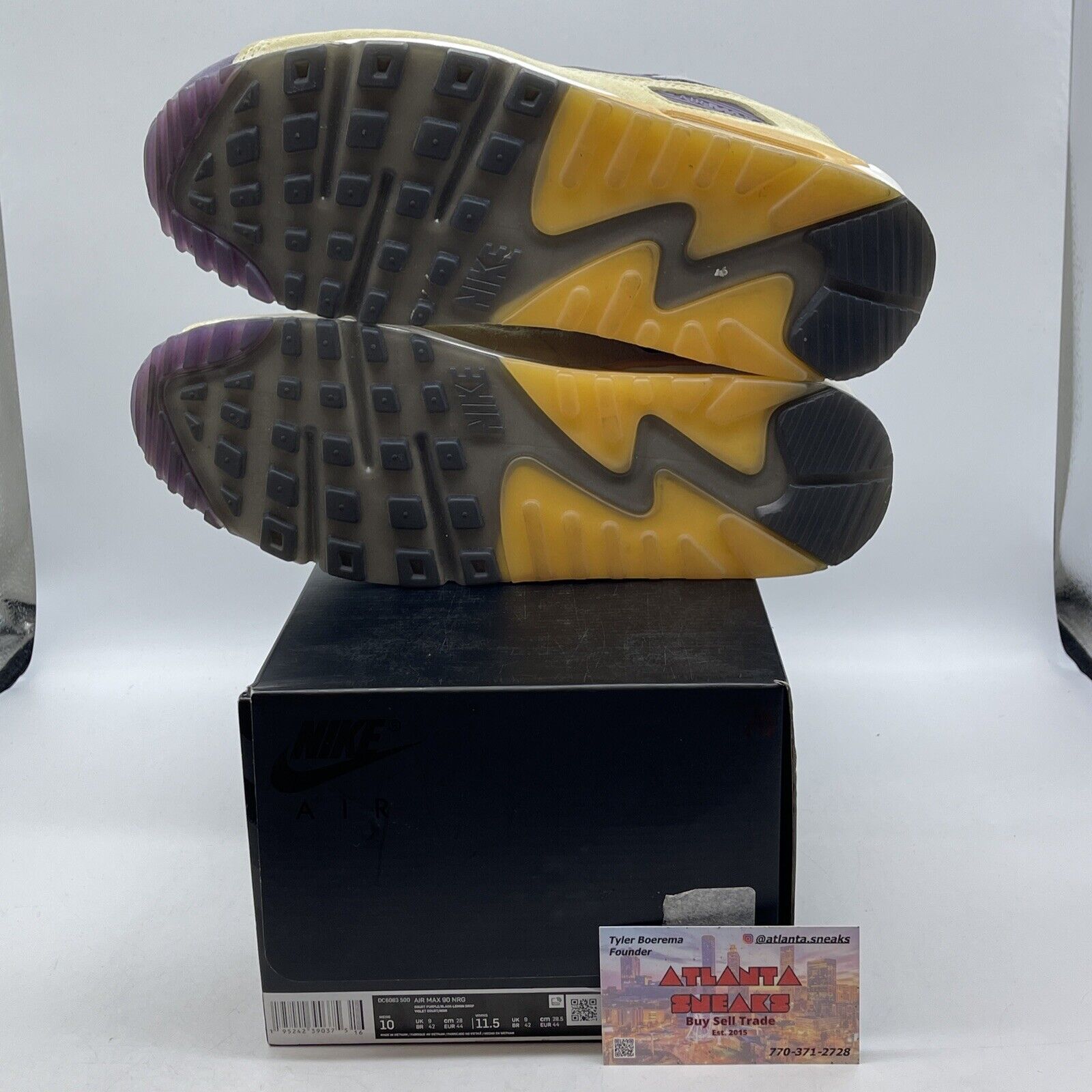 Size 10 - Air Max 90 NRG Lemon Drop Purple Grey Yellow Suede (DC6083-500)