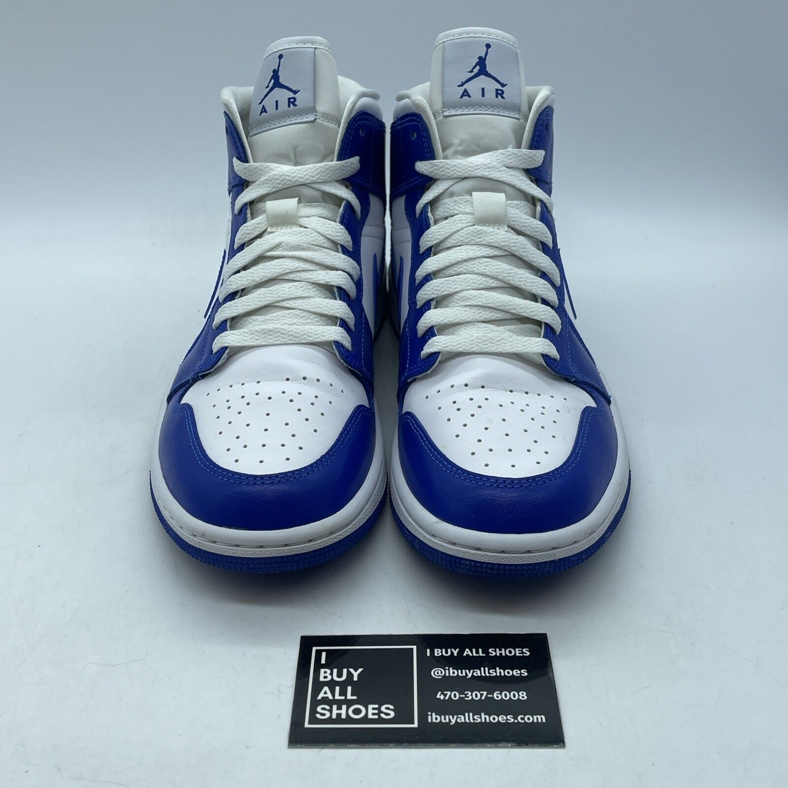 Size 9W - Air Jordan 1 Mid Kentucky Blue White Leather (BQ6472-104)