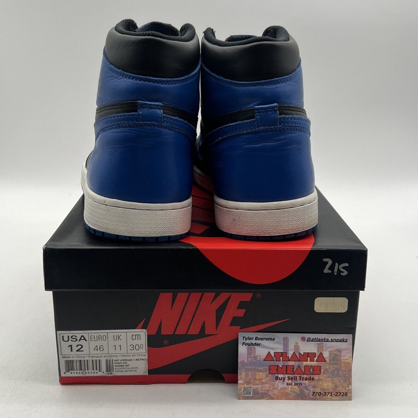 Size 12 - Jordan 1 Retro OG High Royal Black White Blue Leather (555088-007)