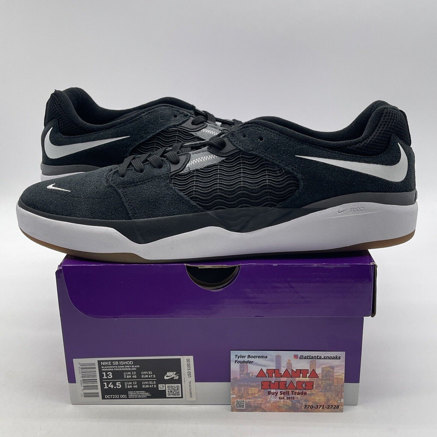 Size 13 - Nike SB Ishod Wair Black White Suede Leather (DC7232-001)