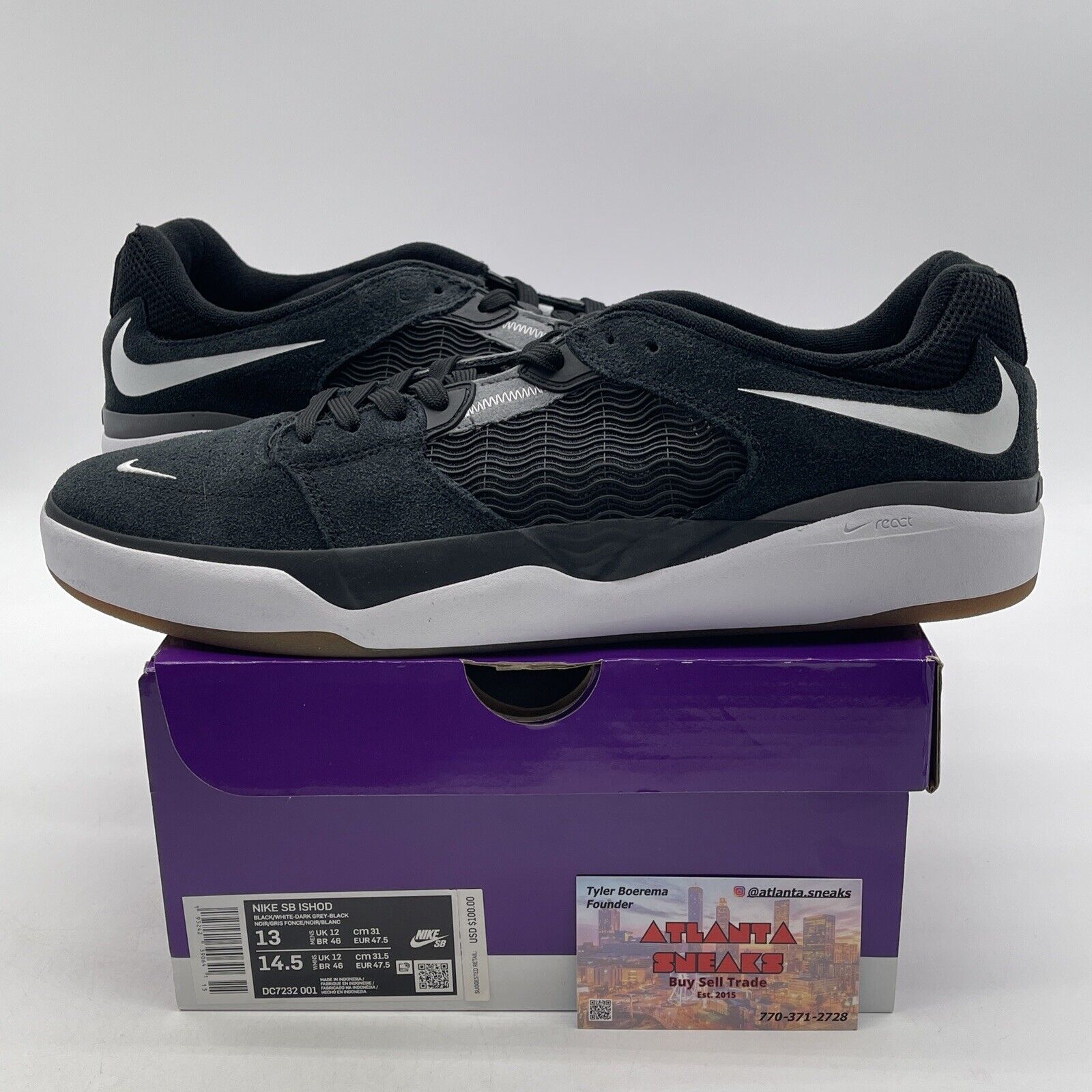 Size 13 - Nike SB Ishod Wair Black White Suede Leather (DC7232-001)
