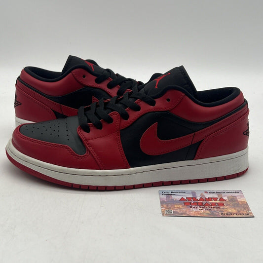 Size 9 - Air Jordan 1 Low Reverse Bred Black White Red Leather (553558-606)