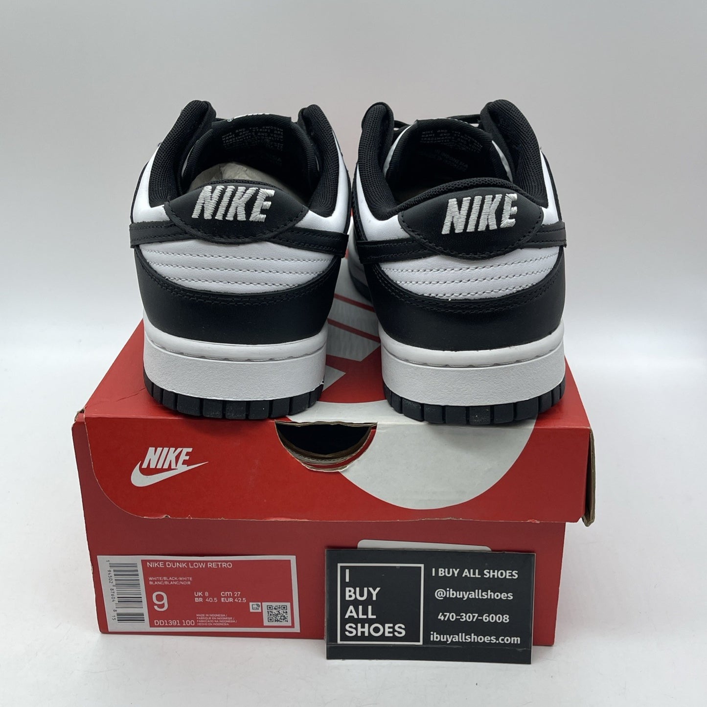 Size 9 - Nike Dunk Low Black White Leather (DD1391-100)
