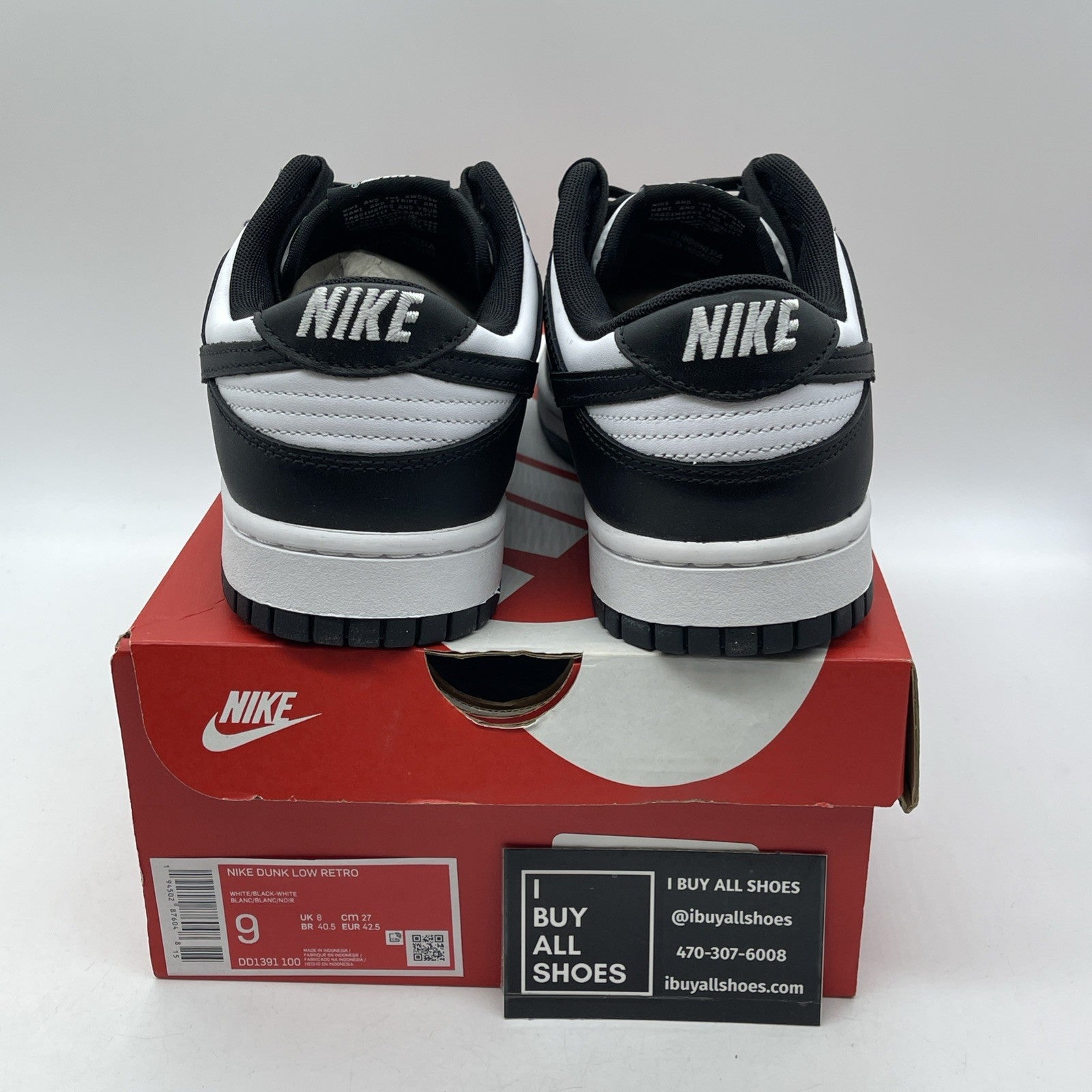 Size 9 - Nike Dunk Low Black White Leather (DD1391-100)