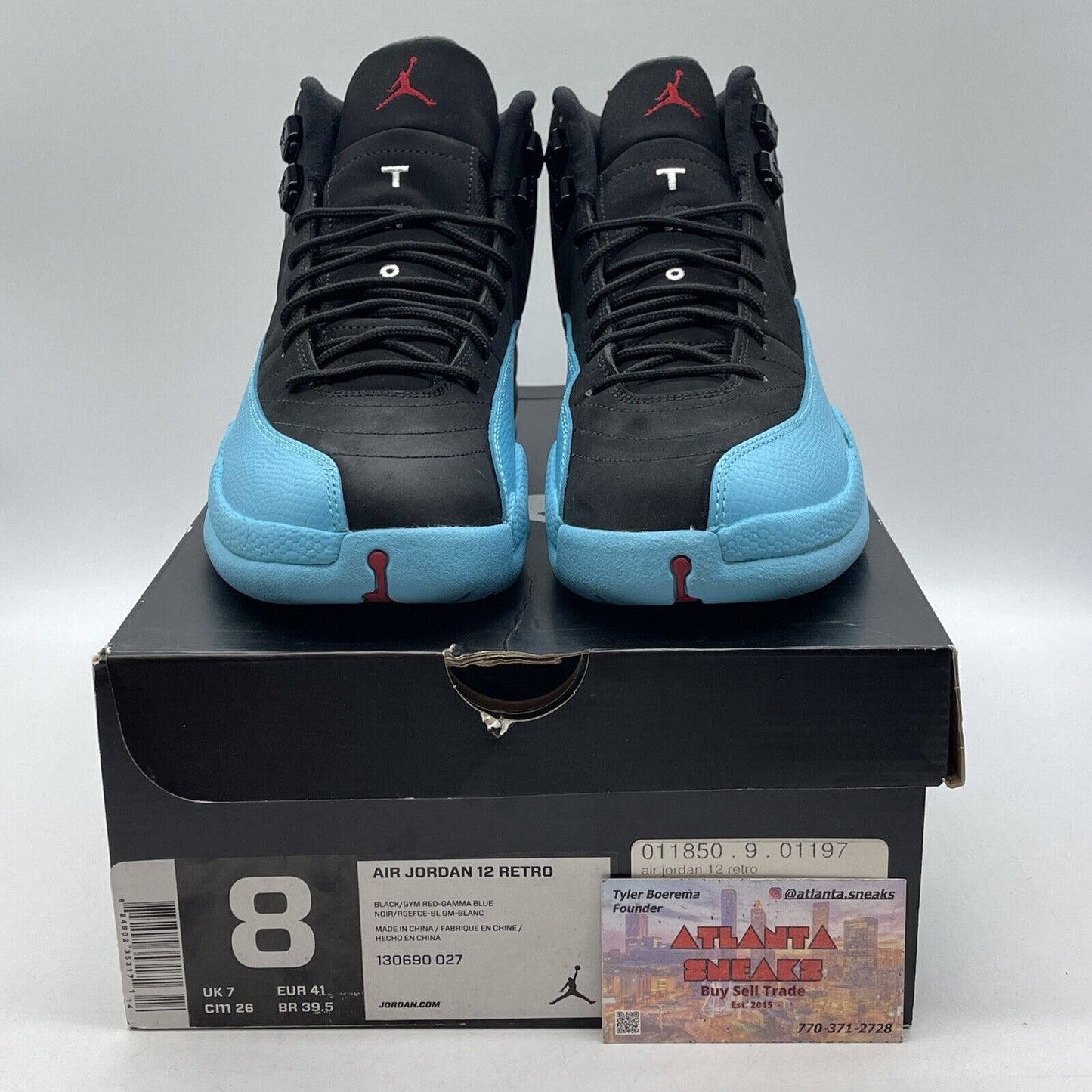 Size 8 - Air Jordan 12 Retro Gamma Blue Leather Black Suede (130690-027)