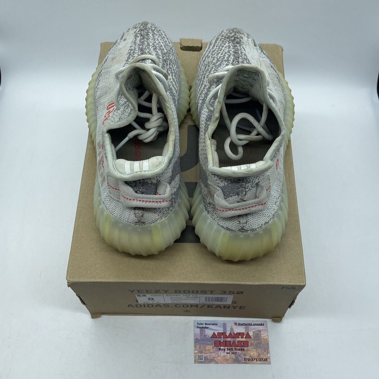 Size 8 - adidas Yeezy Boost 350 V2 Low Blue Tint Red (B37571)