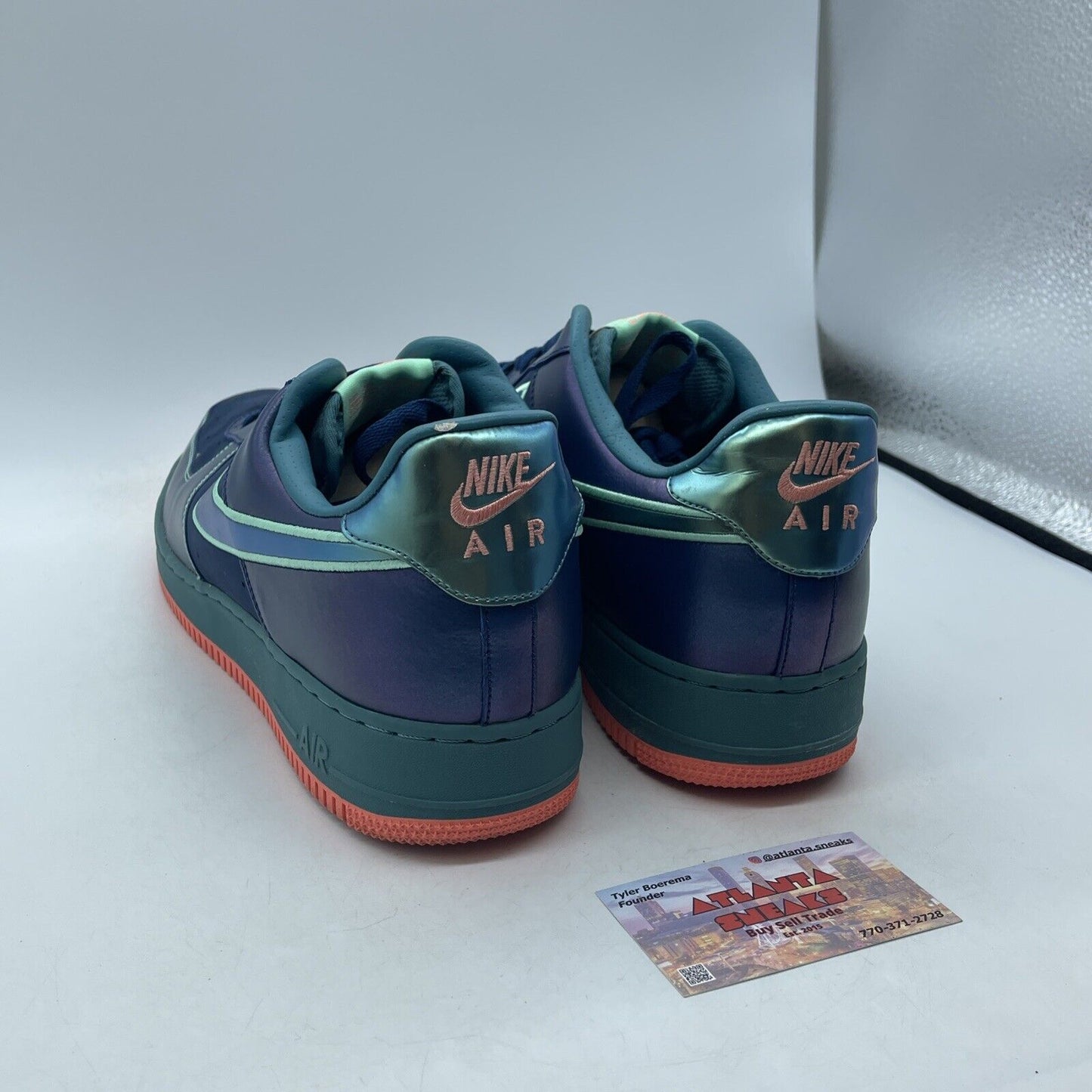 Size 13 - Nike Air Force 1 Brave Blue Green Glow Suede Leather (488298-420)