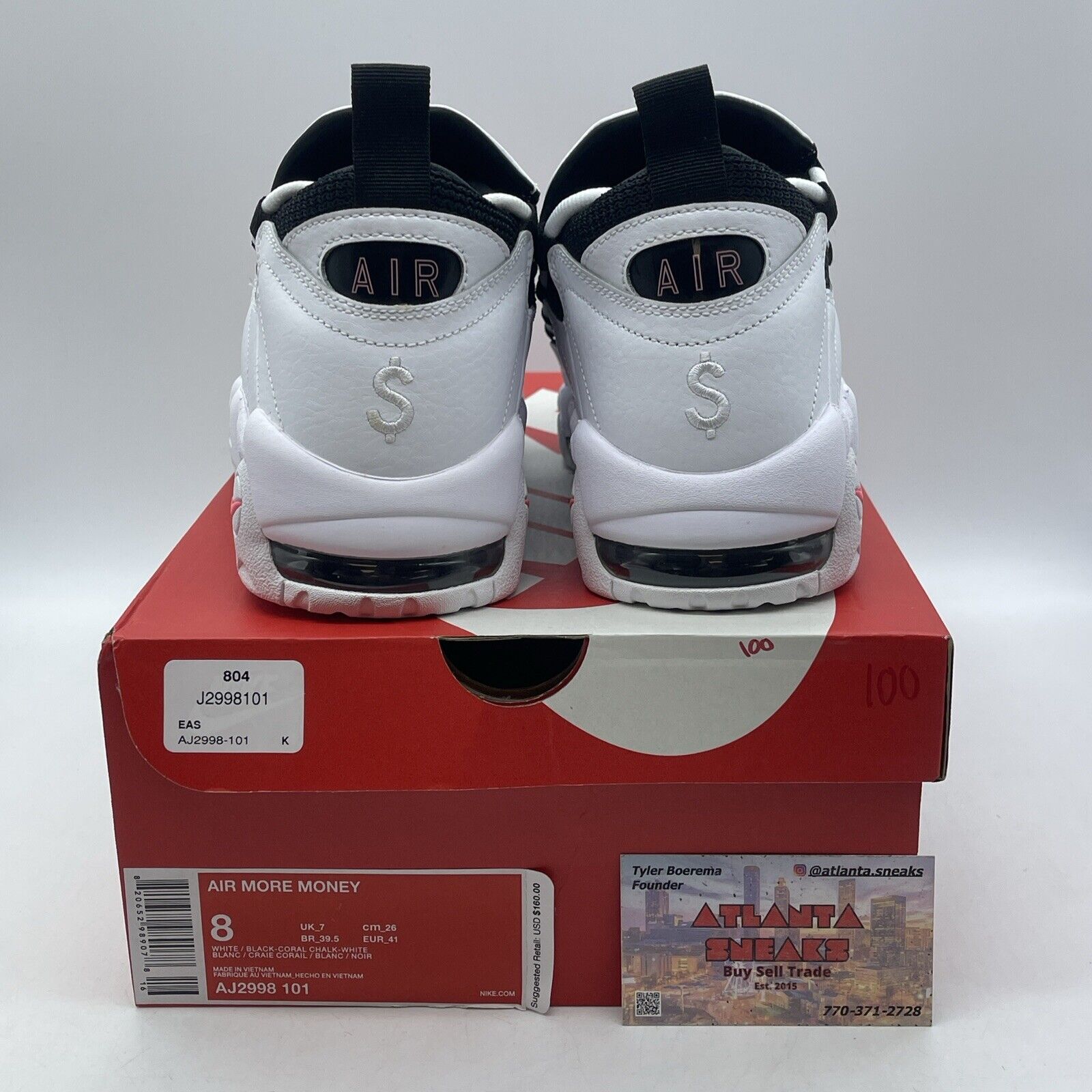 Size 8 - Nike Air More Money Piggy Bank Pink White Leather (AJ2998-101)