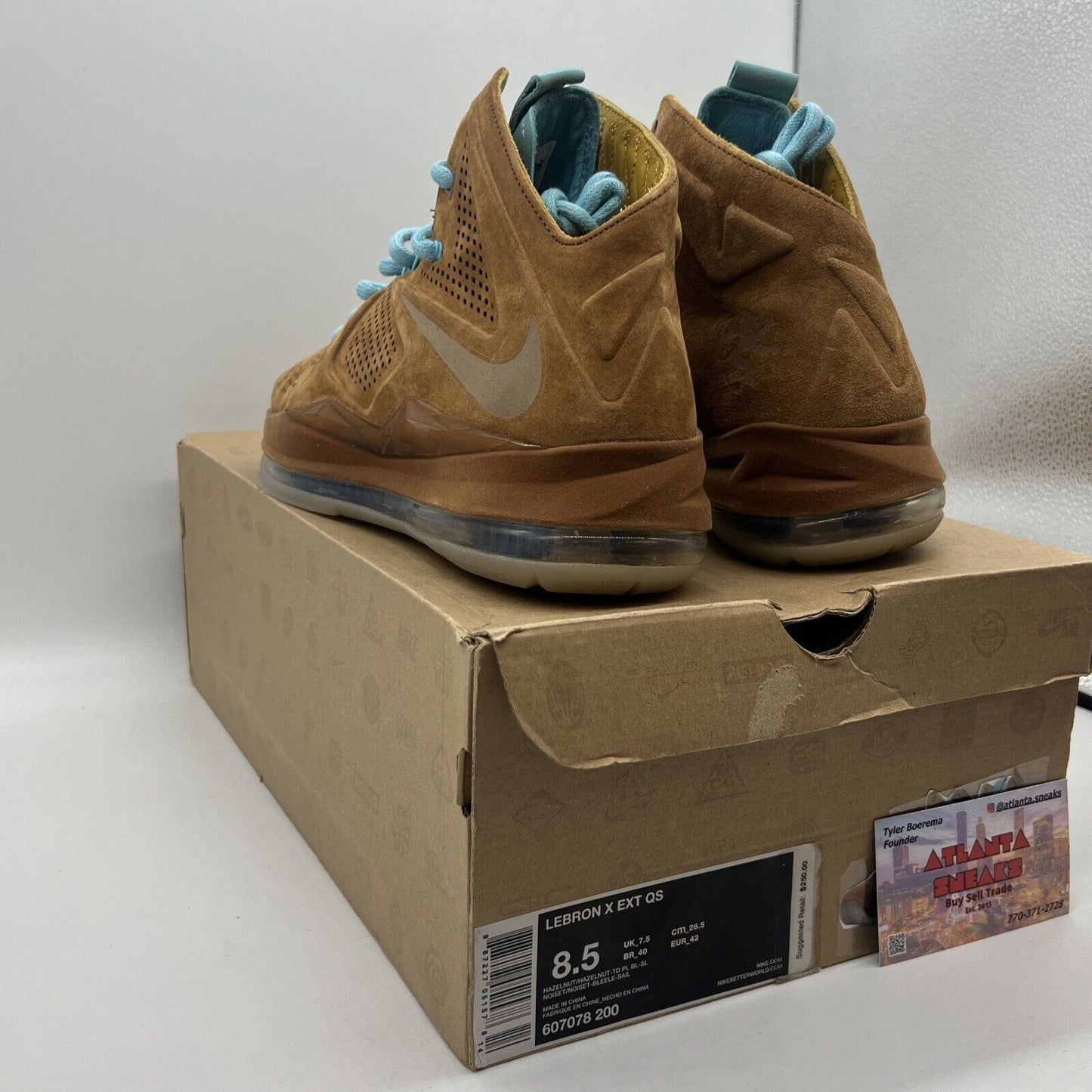 Size 8.5 - Nike LeBron 10 EXT QS brown suede 2013 Brand New Og All