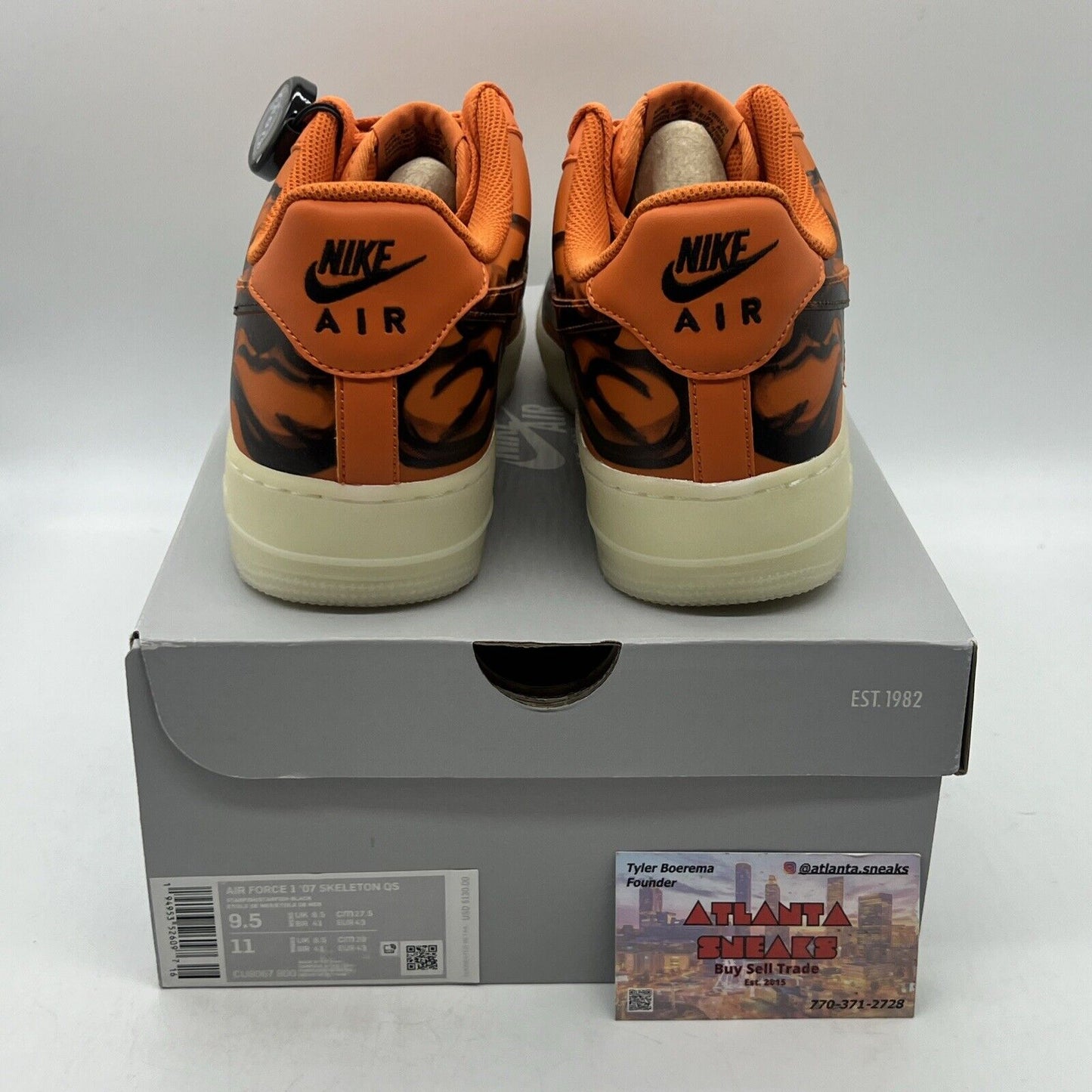 Size 9.5 - Nike Air Force 1 Low Orange Skeleton Brand New Og All DS Orange Black