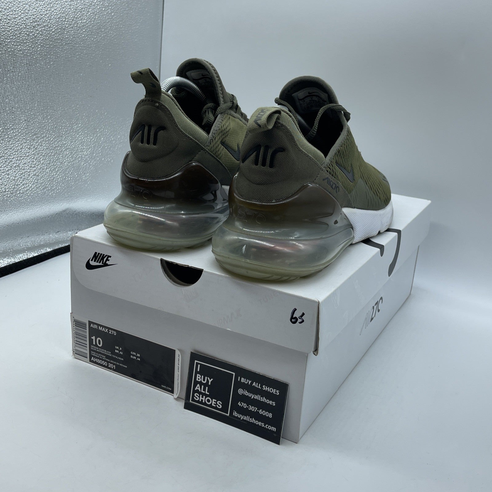 Size 10 - Nike Air Max 270 Medium Olive Green Black Suede Leather (AH8050-201)